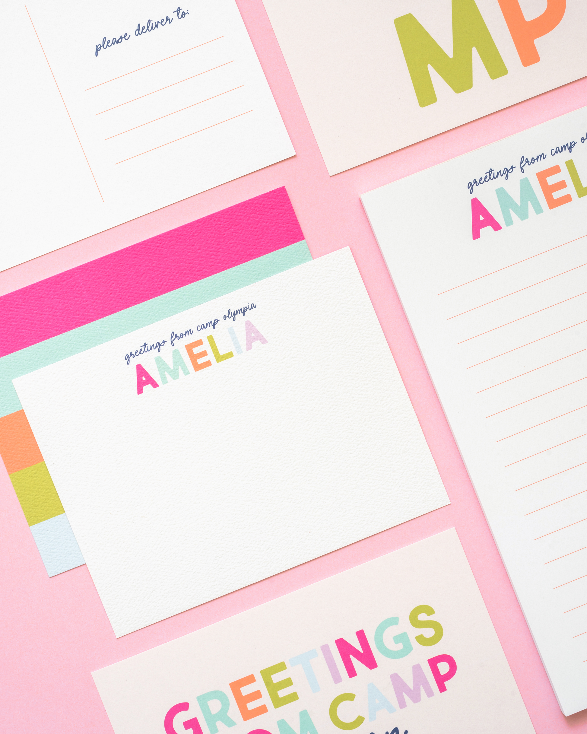 Camp Personalized Stationery - Pink