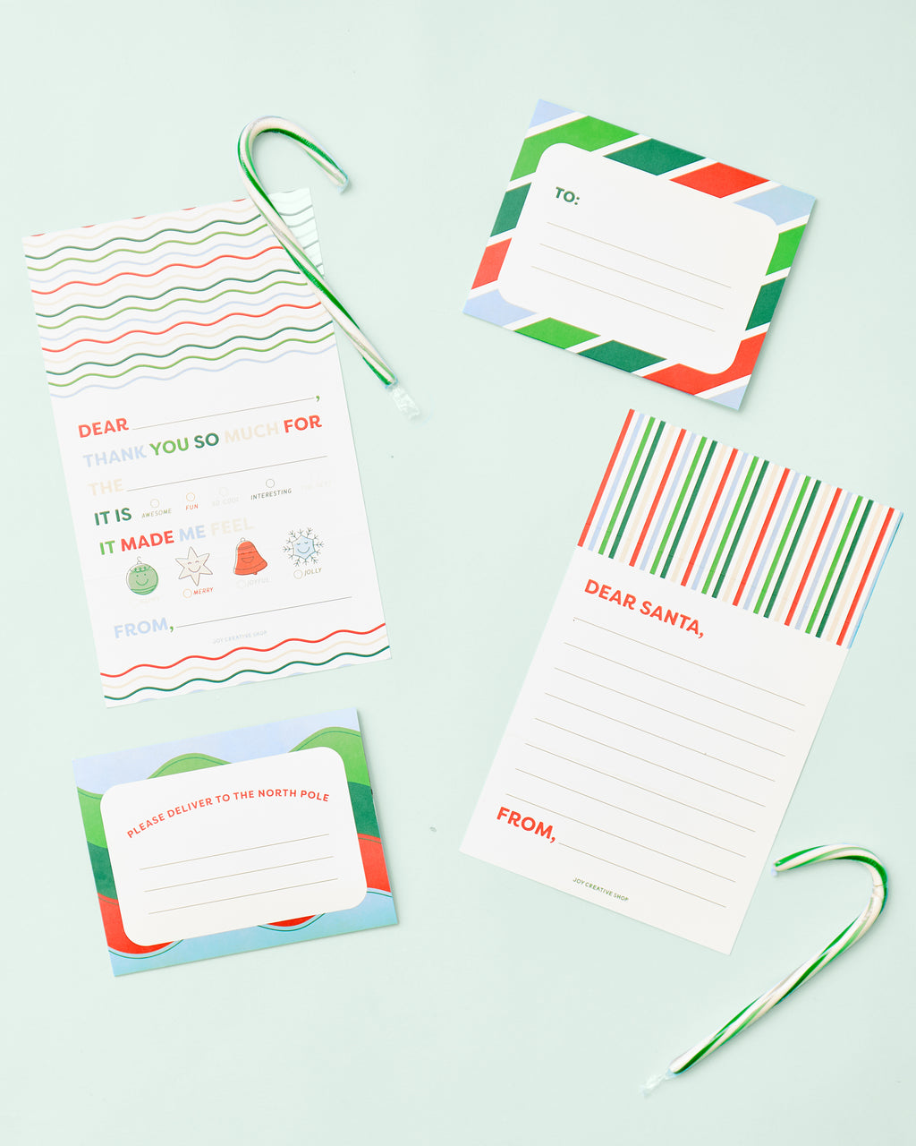 Kids Santa Letters & Holiday Thank You Notes Tri-folds Bundle
