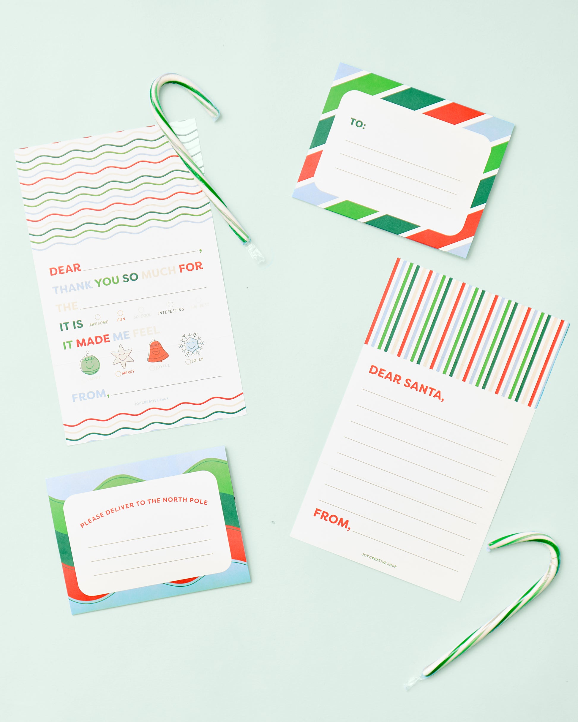 Kids Santa Letters & Holiday Thank You Notes Tri-folds Bundle