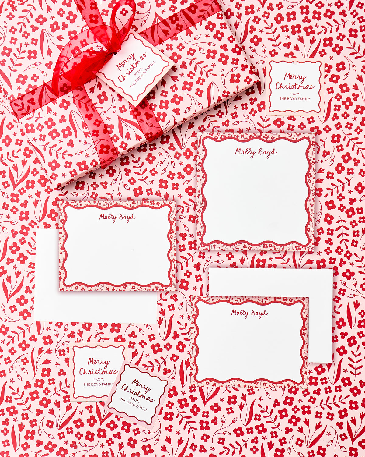 JCS x Sarah Tucker &amp; Molly Boyd Merry Christmas Personalized Square Gift Tag &amp; Sticker