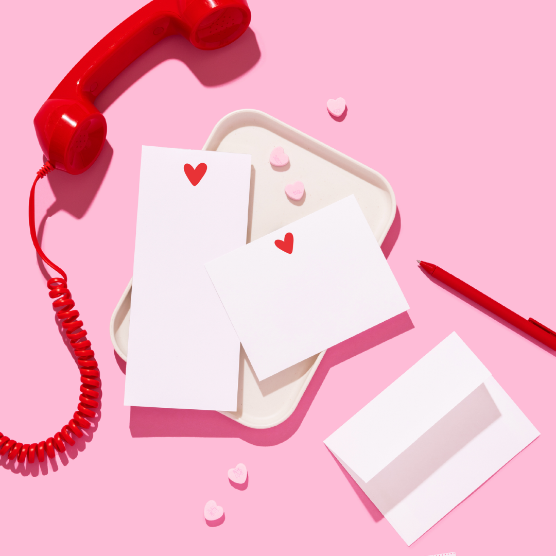 Valentine Tall & Skinny Notepad - Red Heart