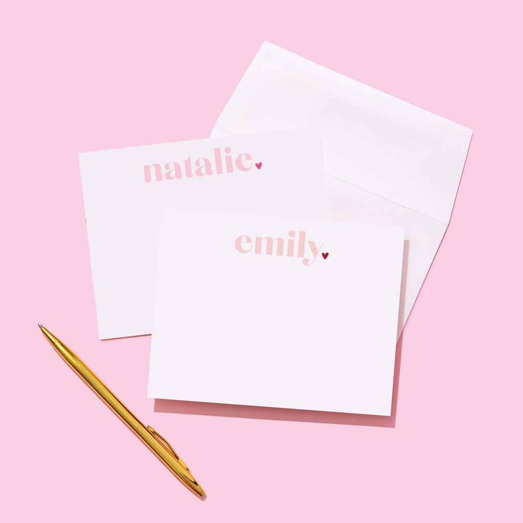 Valentine's Cheerful Heart First Name Personalized Stationery