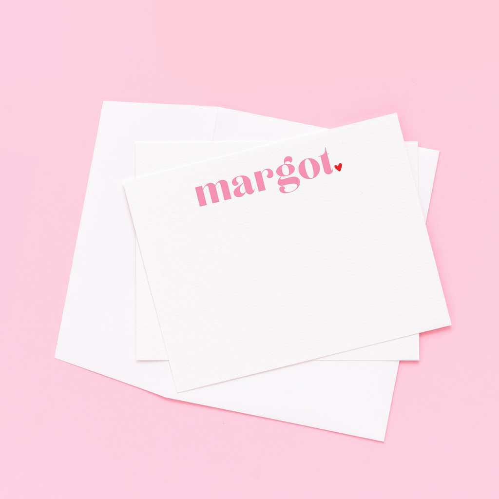 Valentine's Cheerful Heart First Name Personalized Stationery