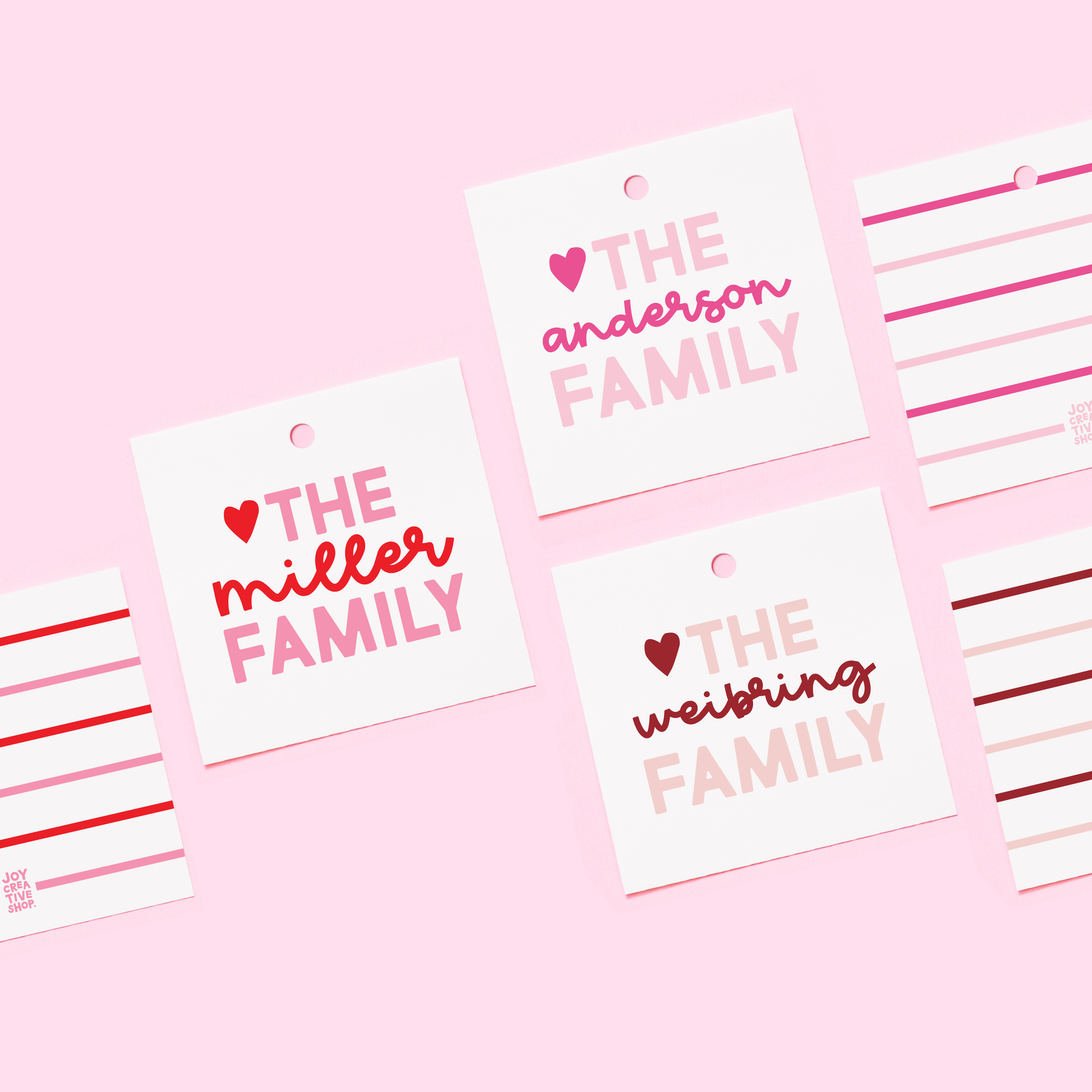 Valentine's Script Family Personalized Gift Tags or Stickers