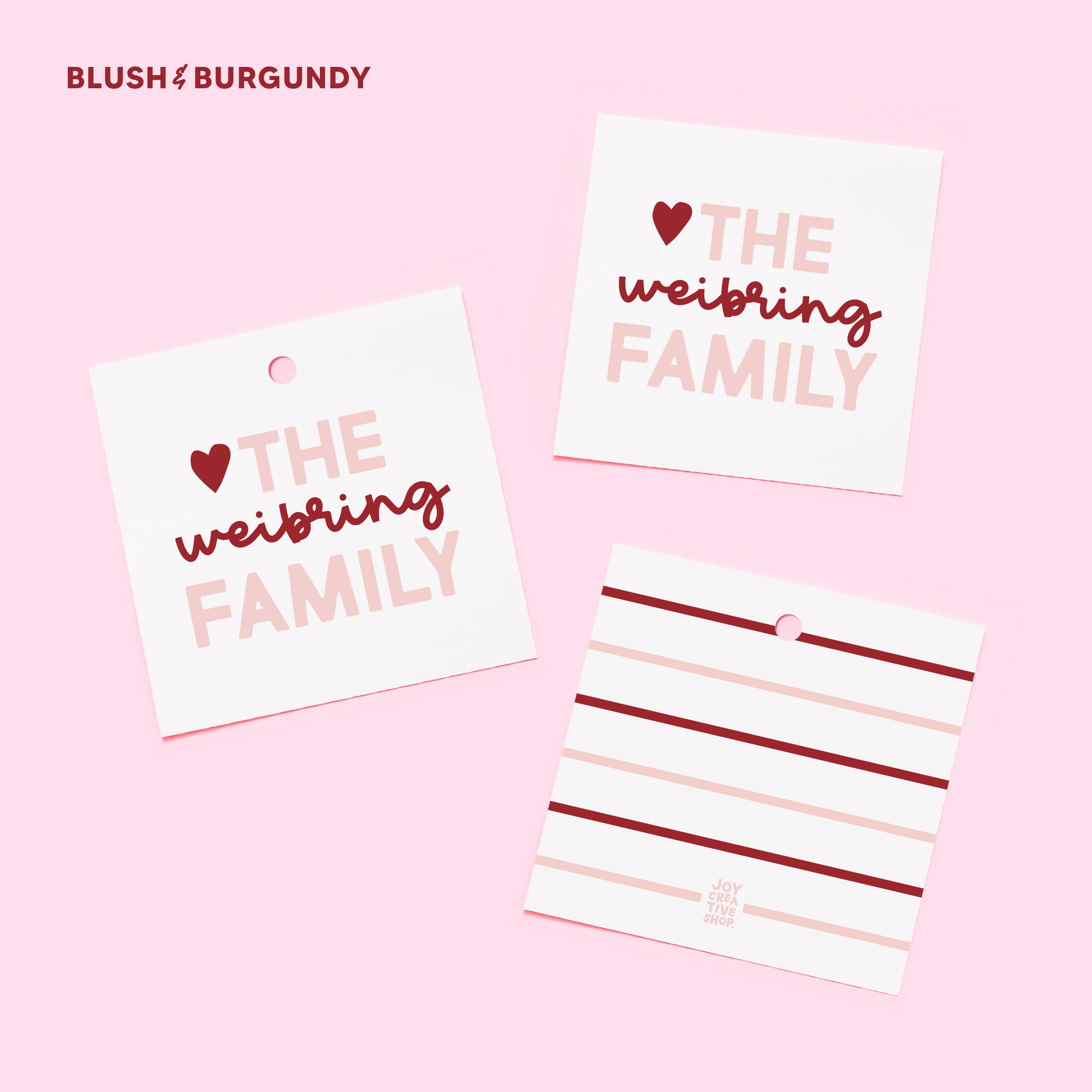 Valentine's Script Family Personalized Gift Tags or Stickers