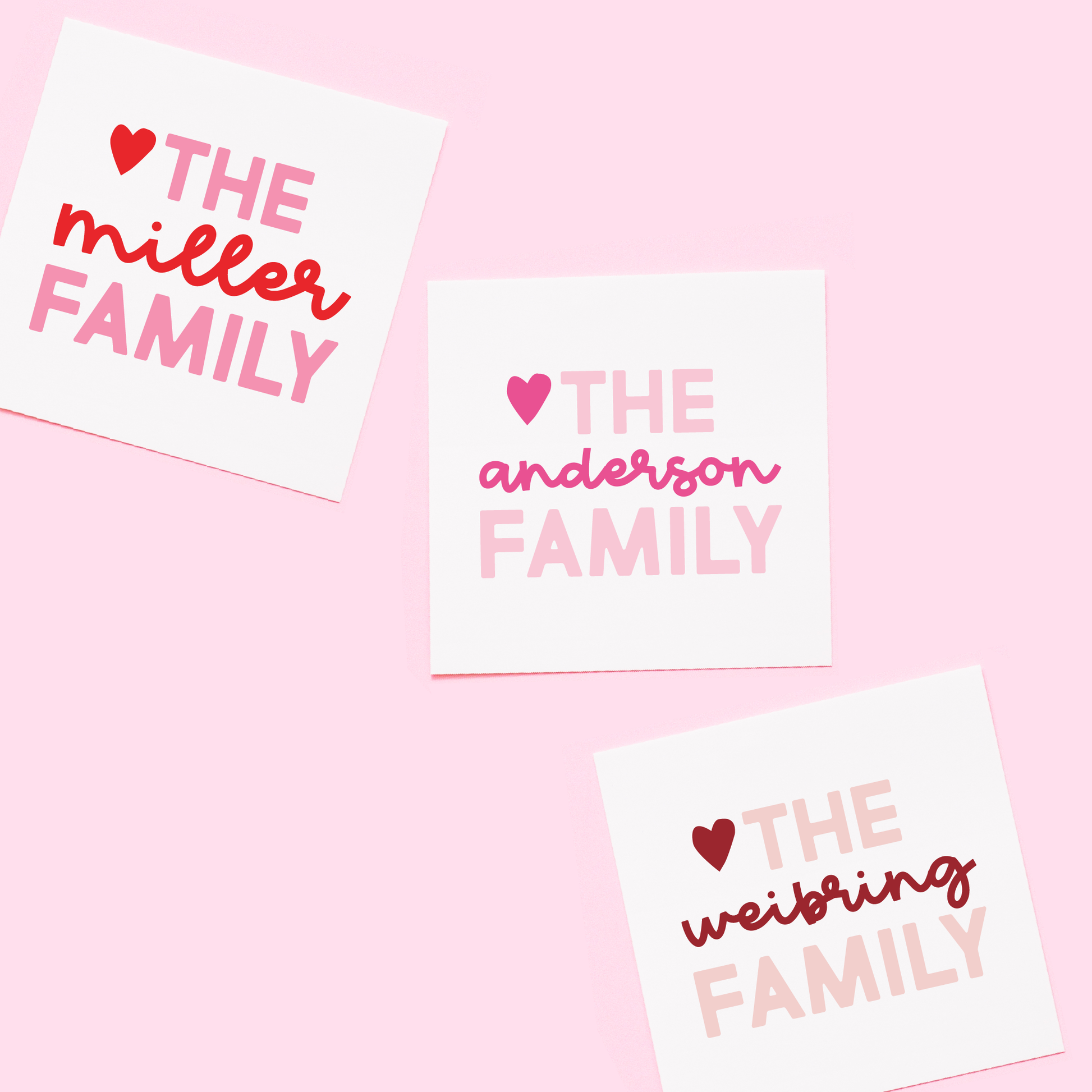 Valentine's Script Family Personalized Gift Tags or Stickers