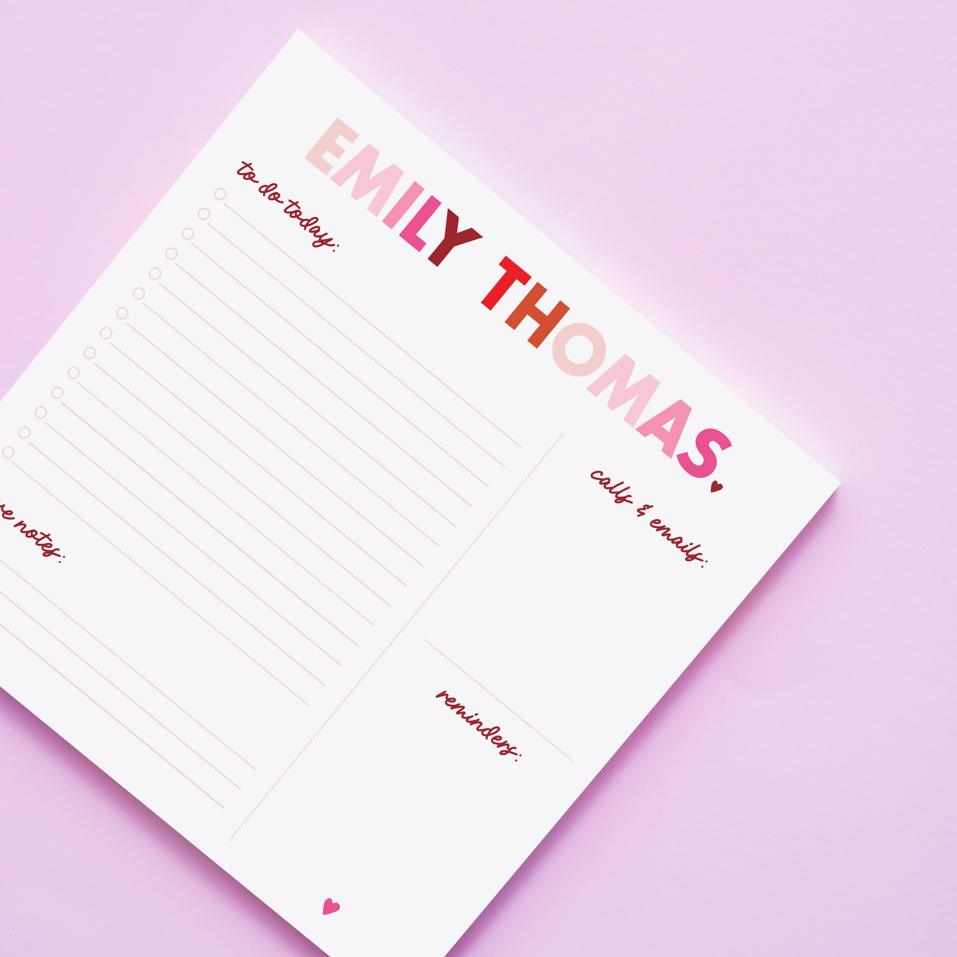 Valentine Daily Task Notepad