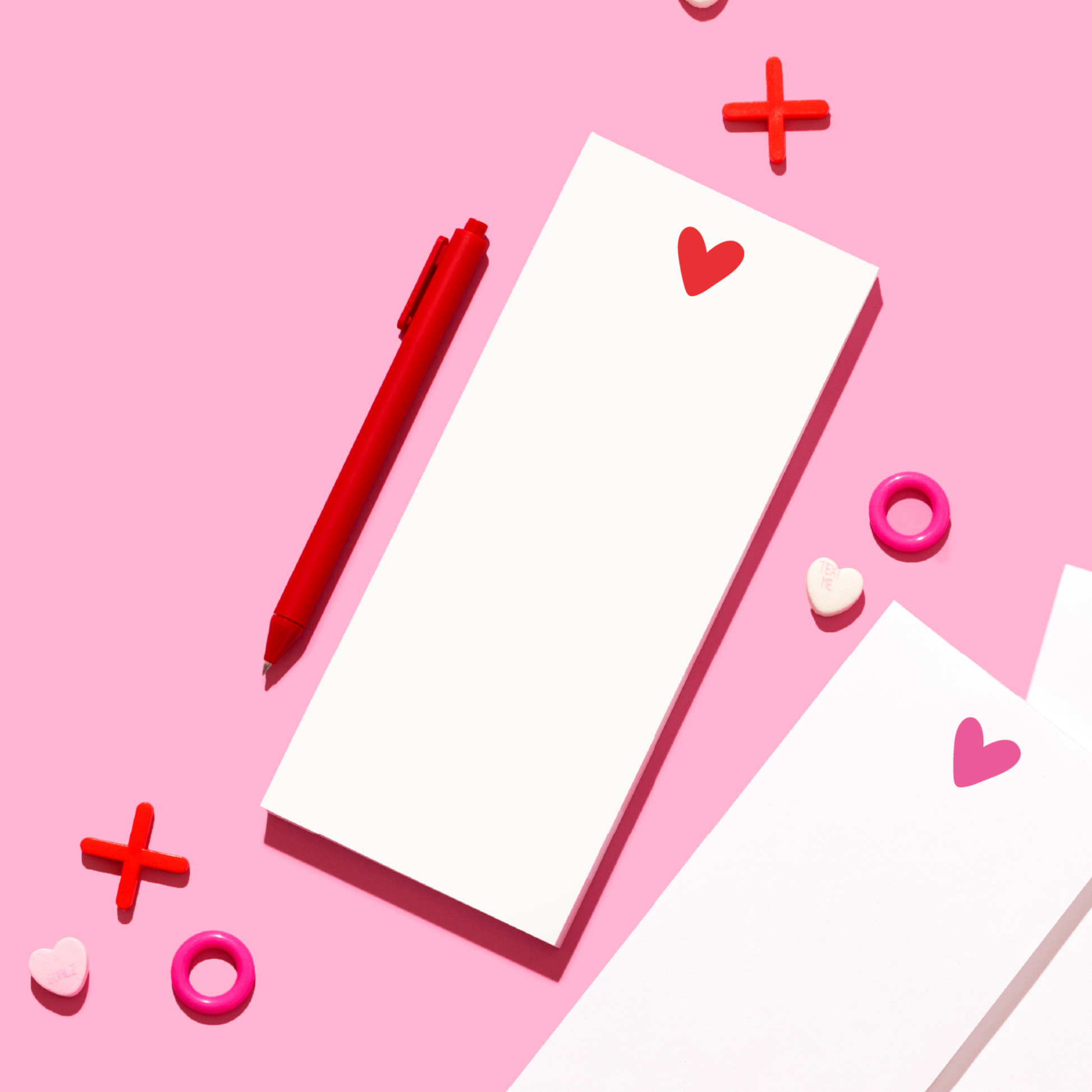 Valentine Tall & Skinny Notepad - Red Heart