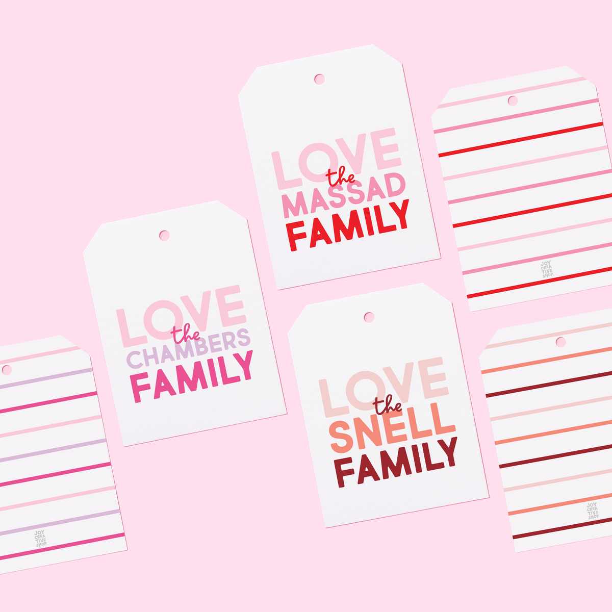Valentine&#39;s Stacked Family Personalized Gift Tag or Sticker