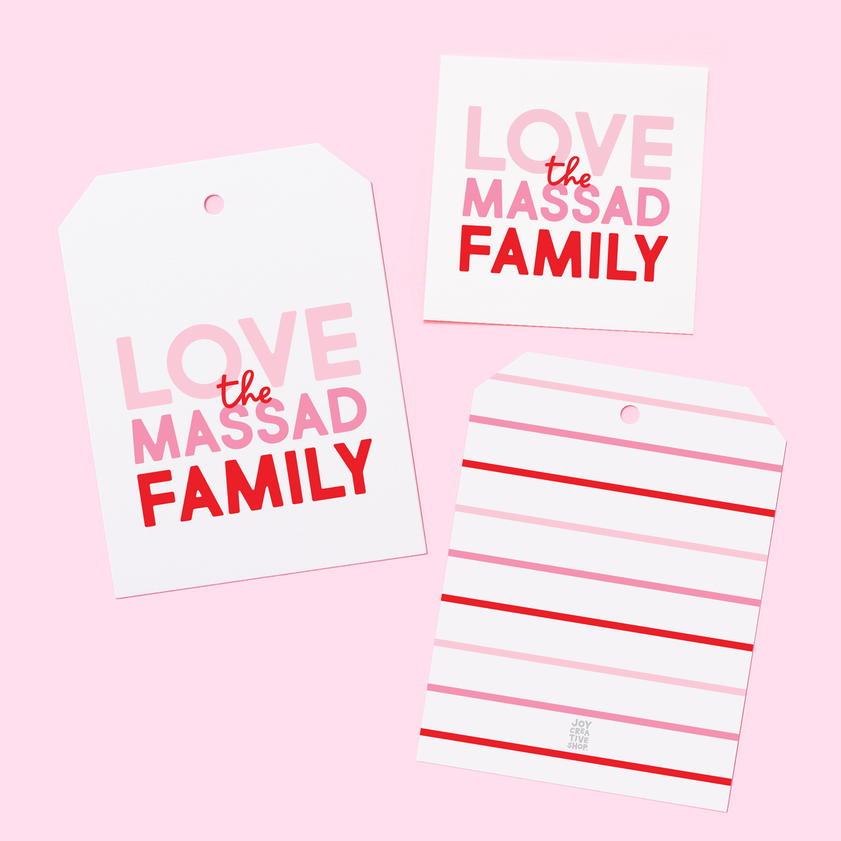Valentine&#39;s Stacked Family Personalized Gift Tag or Sticker