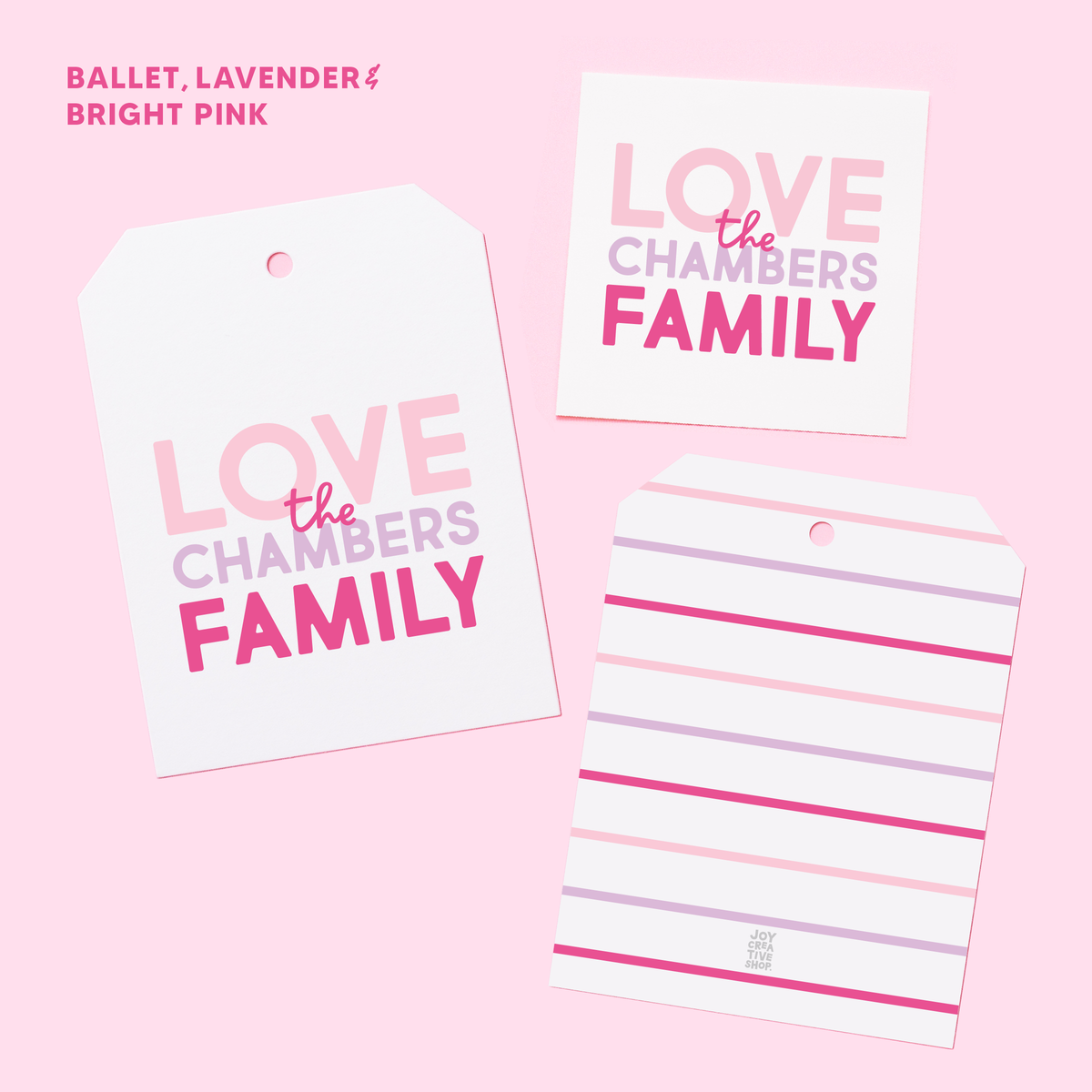 Valentine&#39;s Stacked Family Personalized Gift Tag or Sticker