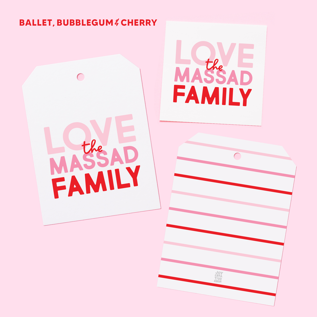 Valentine&#39;s Stacked Family Personalized Gift Tag or Sticker