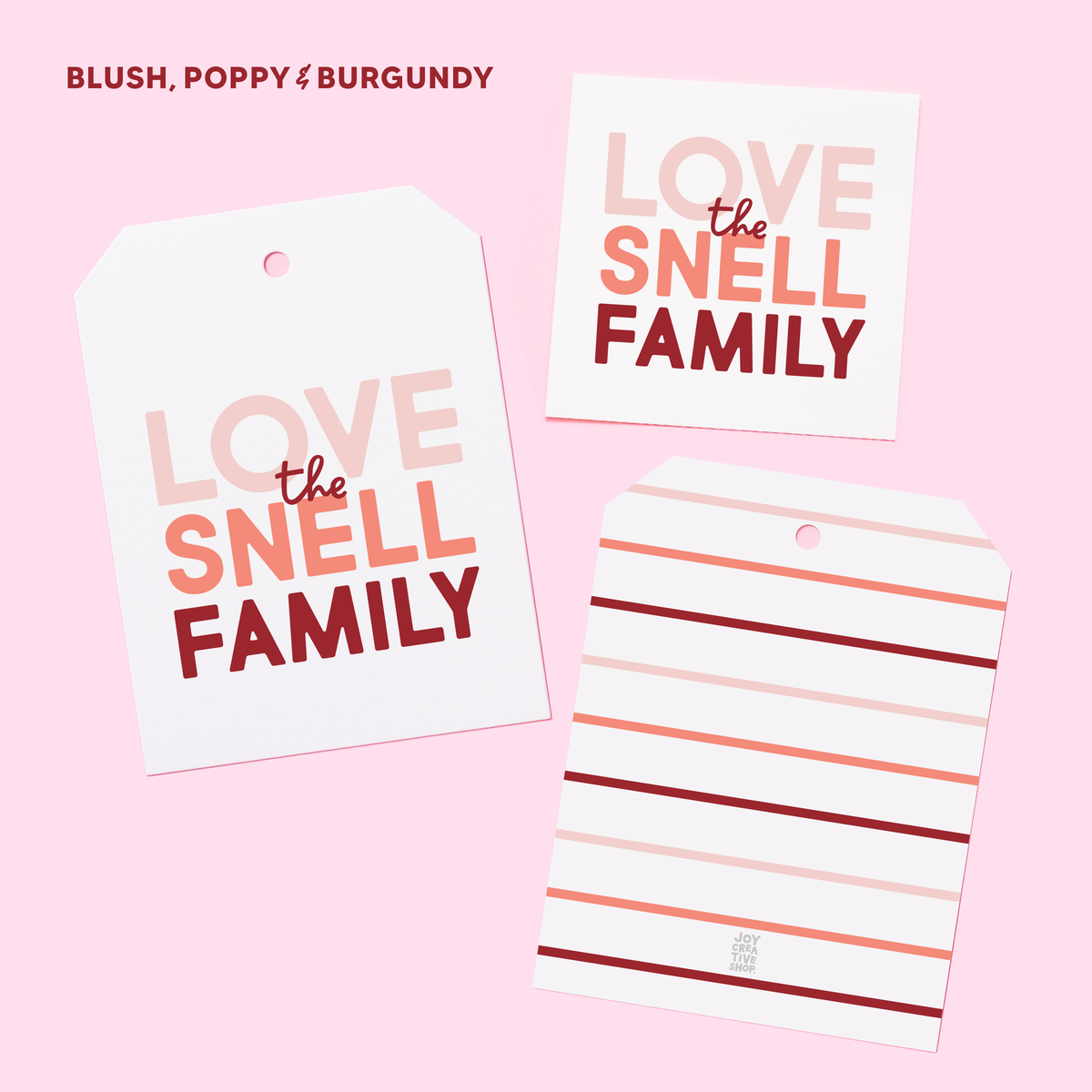 Valentine&#39;s Stacked Family Personalized Gift Tag or Sticker