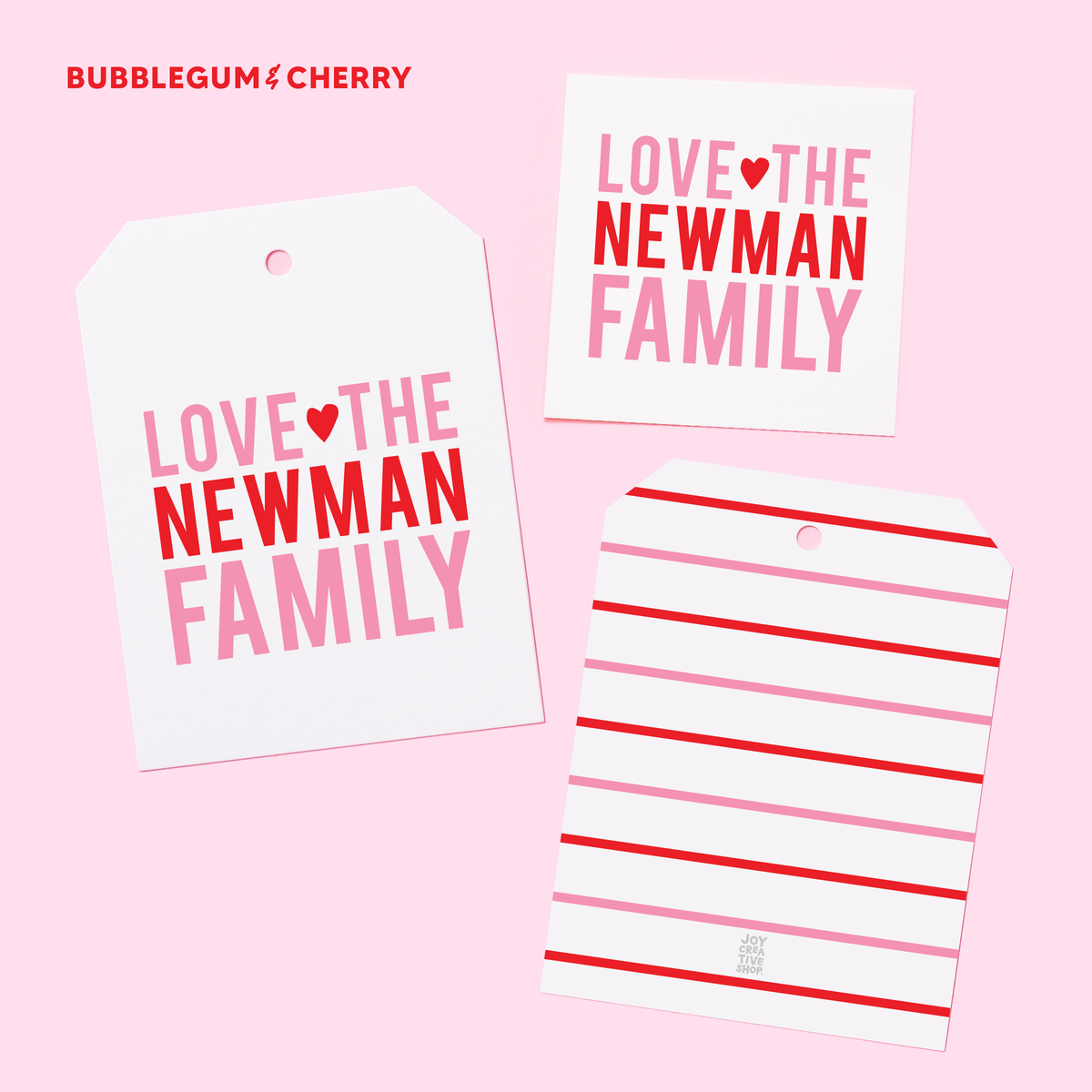 Valentine&#39;s Family Heart Personalized Gift Tag or Sticker