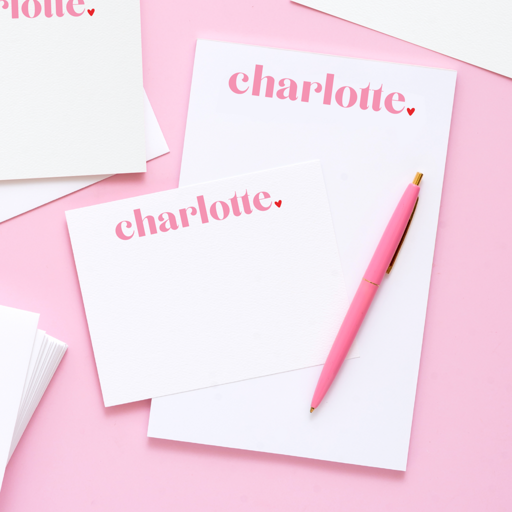 Valentine's Day Cheerful Heart First Name Personalized Notepad