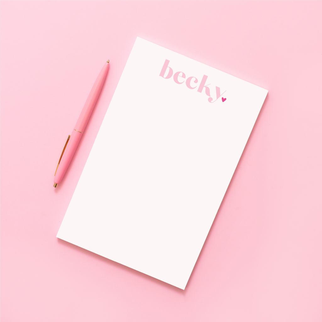 Valentine's Day Cheerful Heart First Name Personalized Notepad