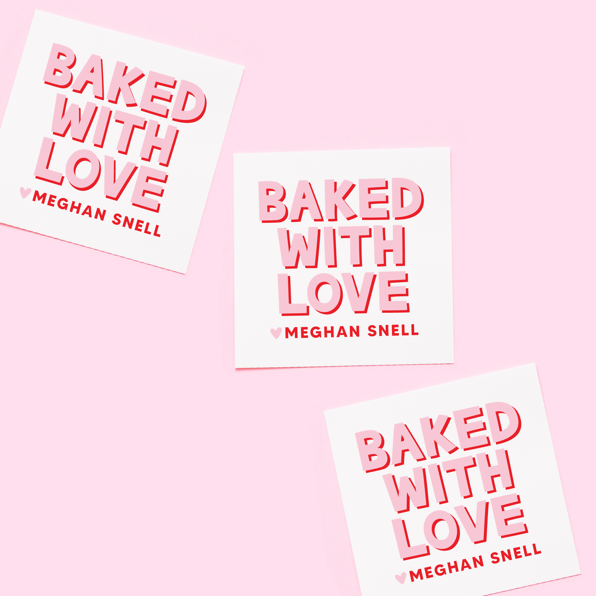 Valentine's Baked with Love Personalized Tags or Stickers