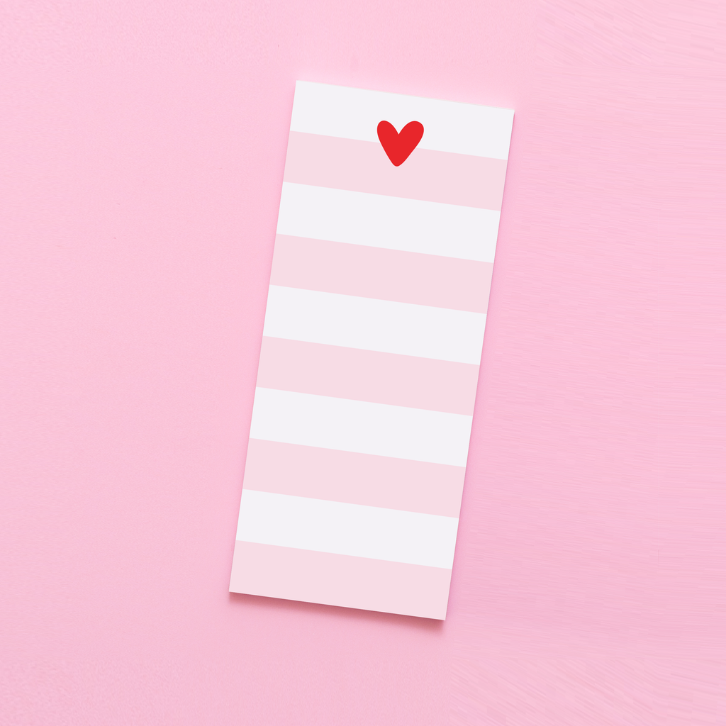 Striped Heart Tall & Skinny Notepad