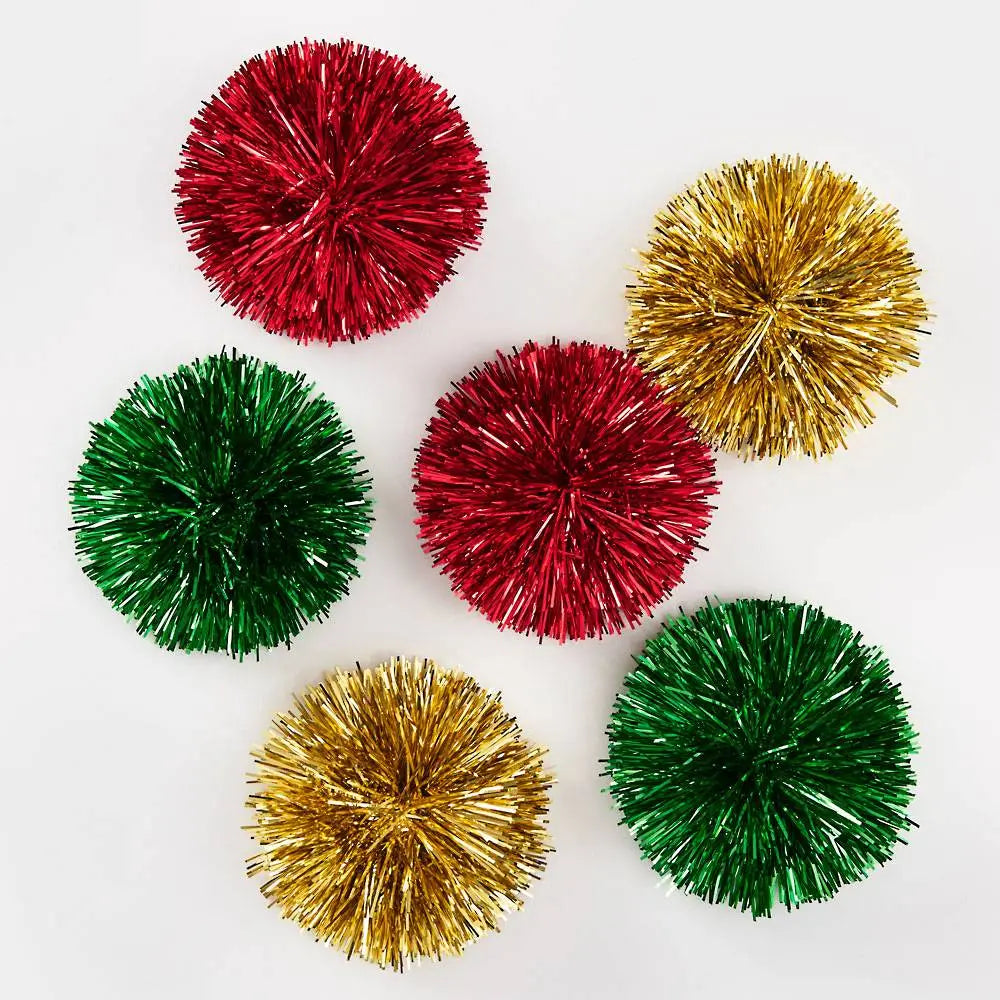 Tinsel Pom Pom Bow - Holiday Assorted Set