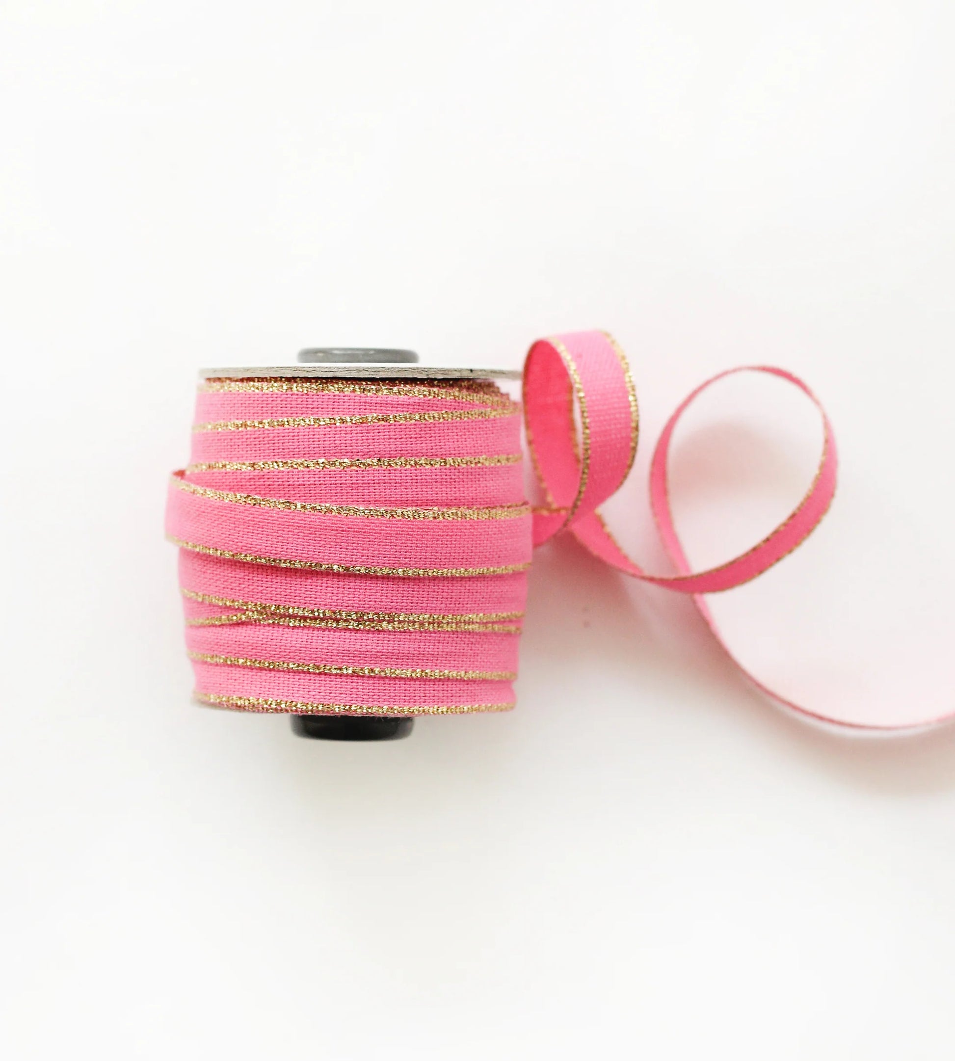 Glitter Edge Cotton Ribbon - Fuchia & Gold