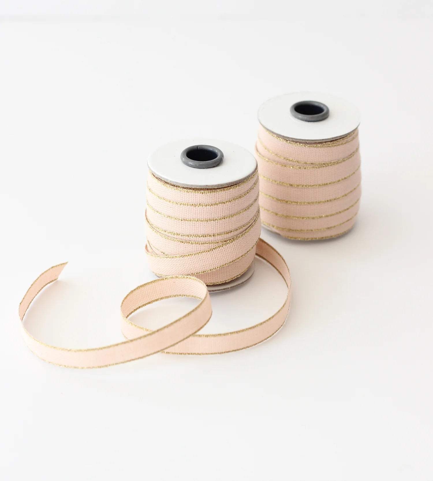 Metallic Edge Cotton Ribbon - Blush & Gold