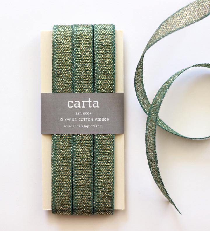 Metallic Braided ribbon - Jade/Gold