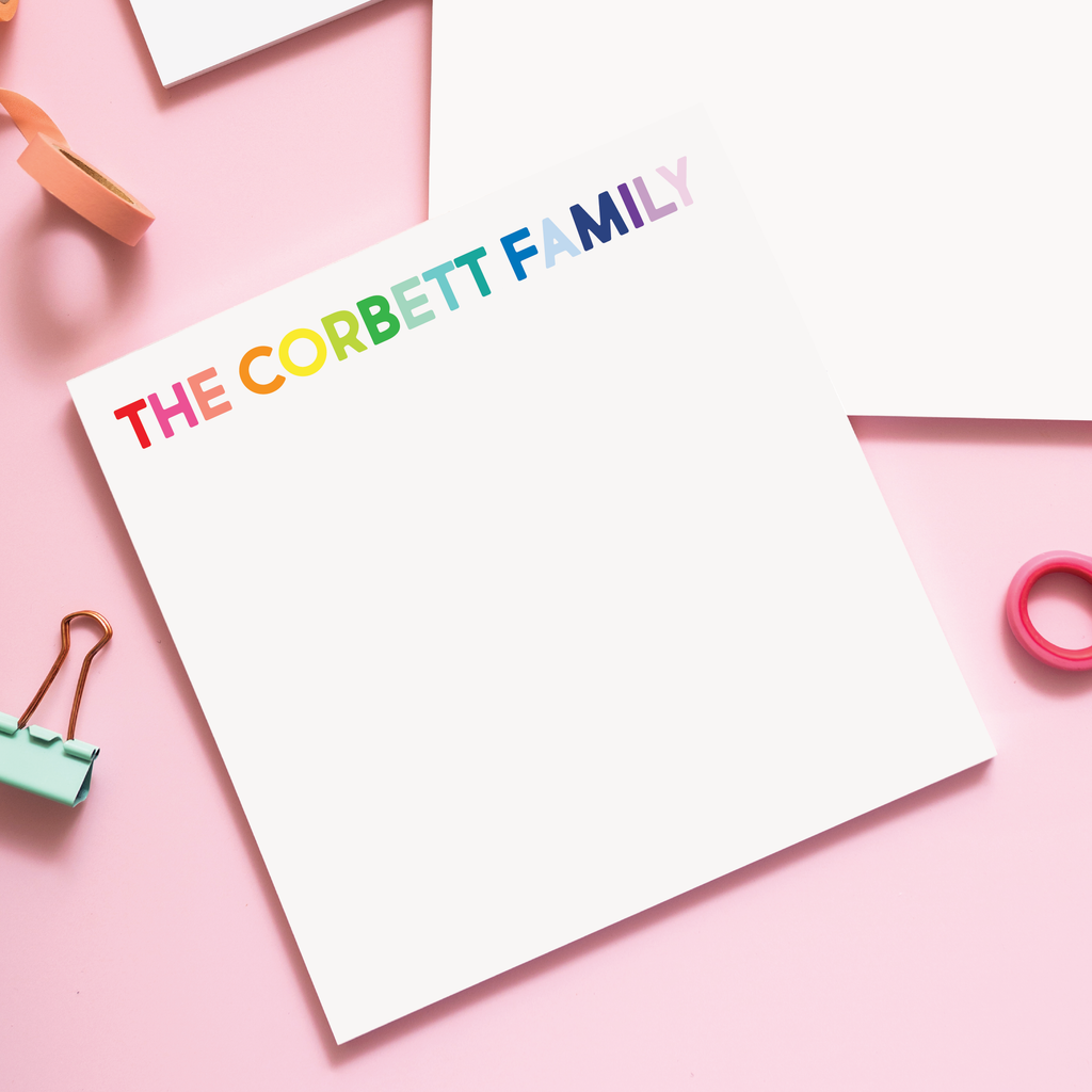 Rainbow Family Personalized Notepad