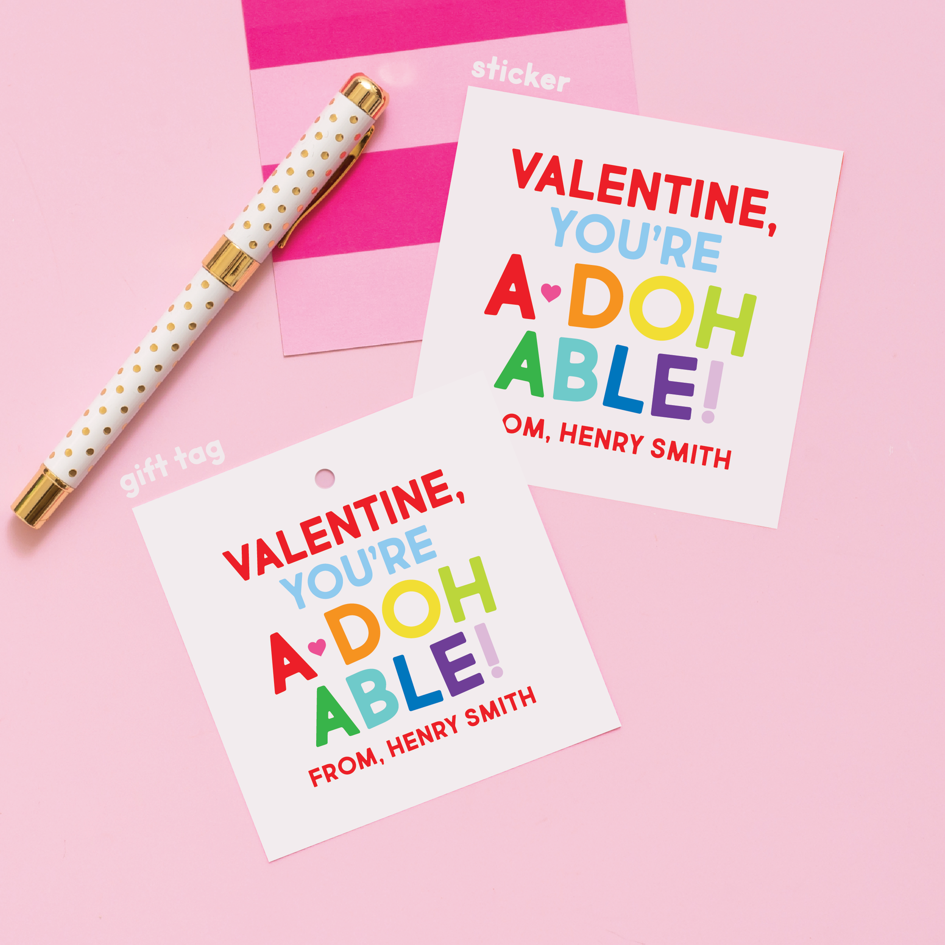 Play-Doh Rainbow Valentine's Stickers or Gift Tags