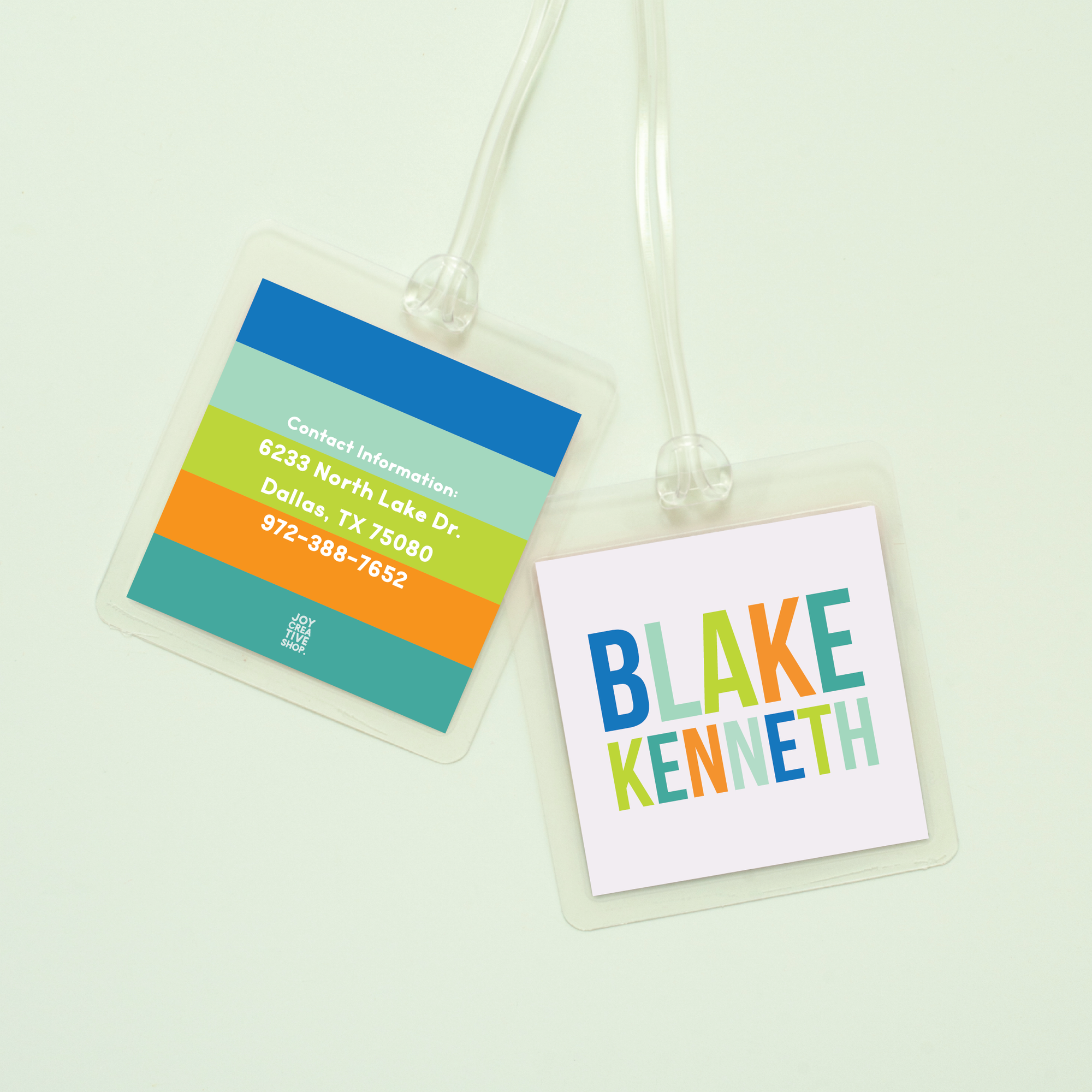 Multicolored Personalized Bag Tag - Blues - Joy Creative Shop