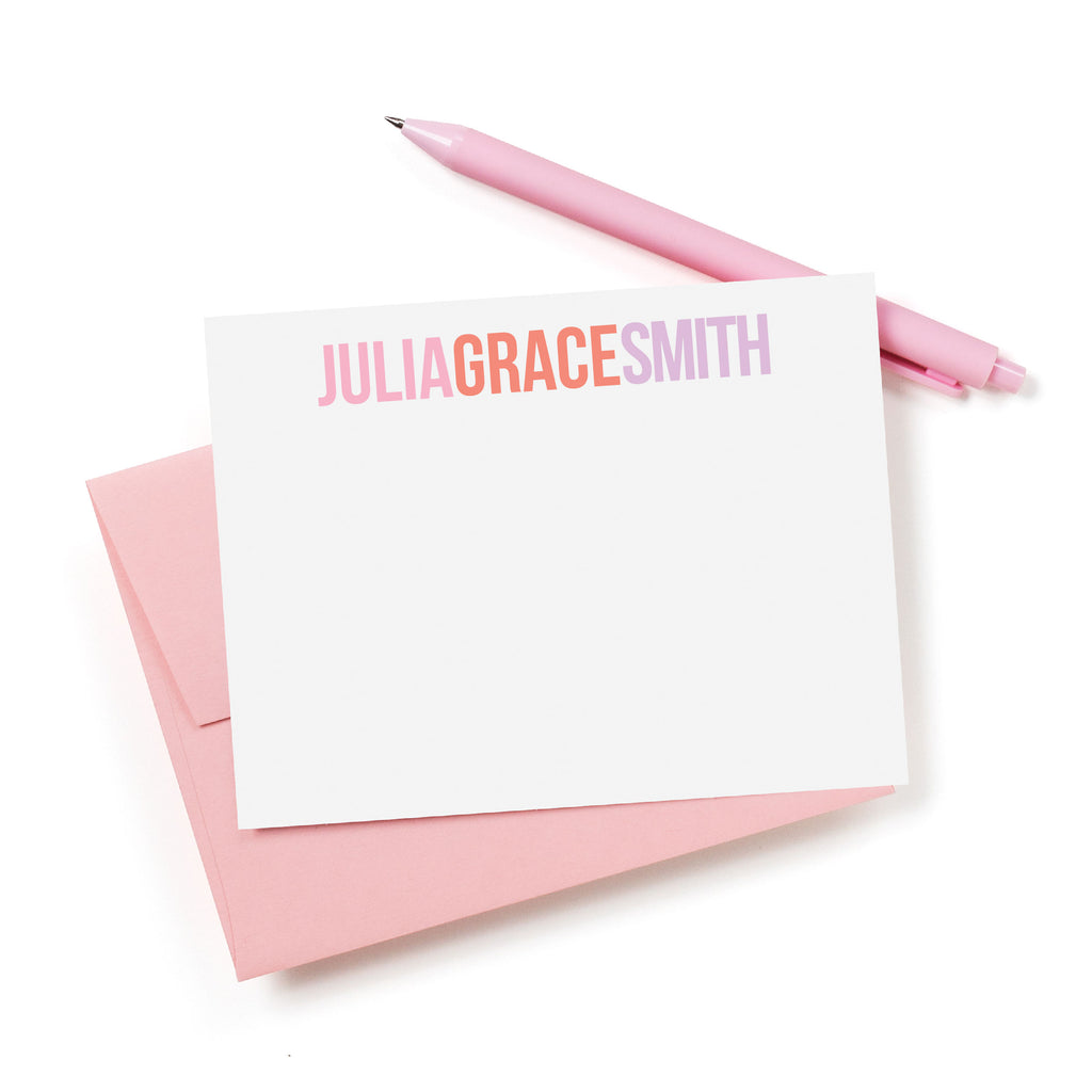 Color Block Personalized Stationery - Joy Creative Shop