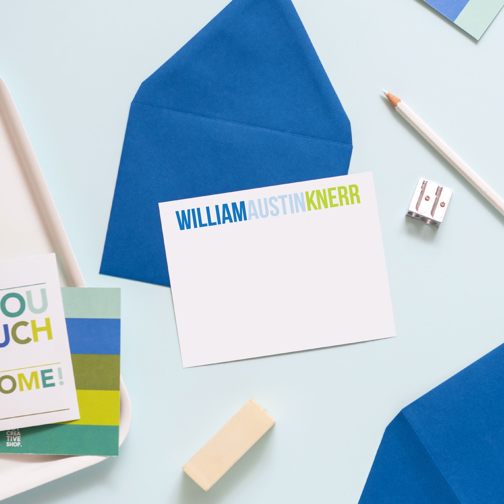 Color Block Personalized Stationery - Joy Creative Shop