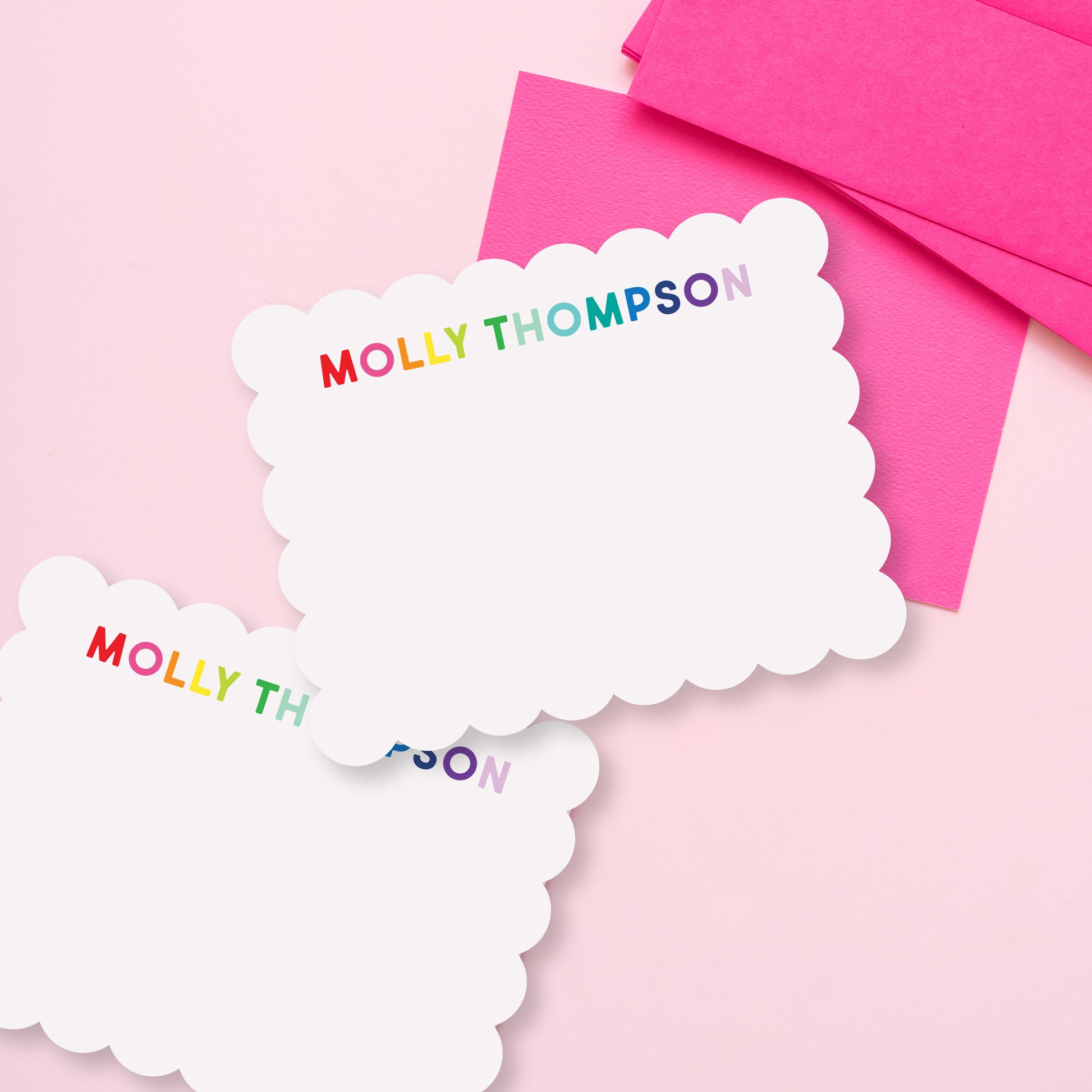 Personalized Scallop Stationery Rainbow
