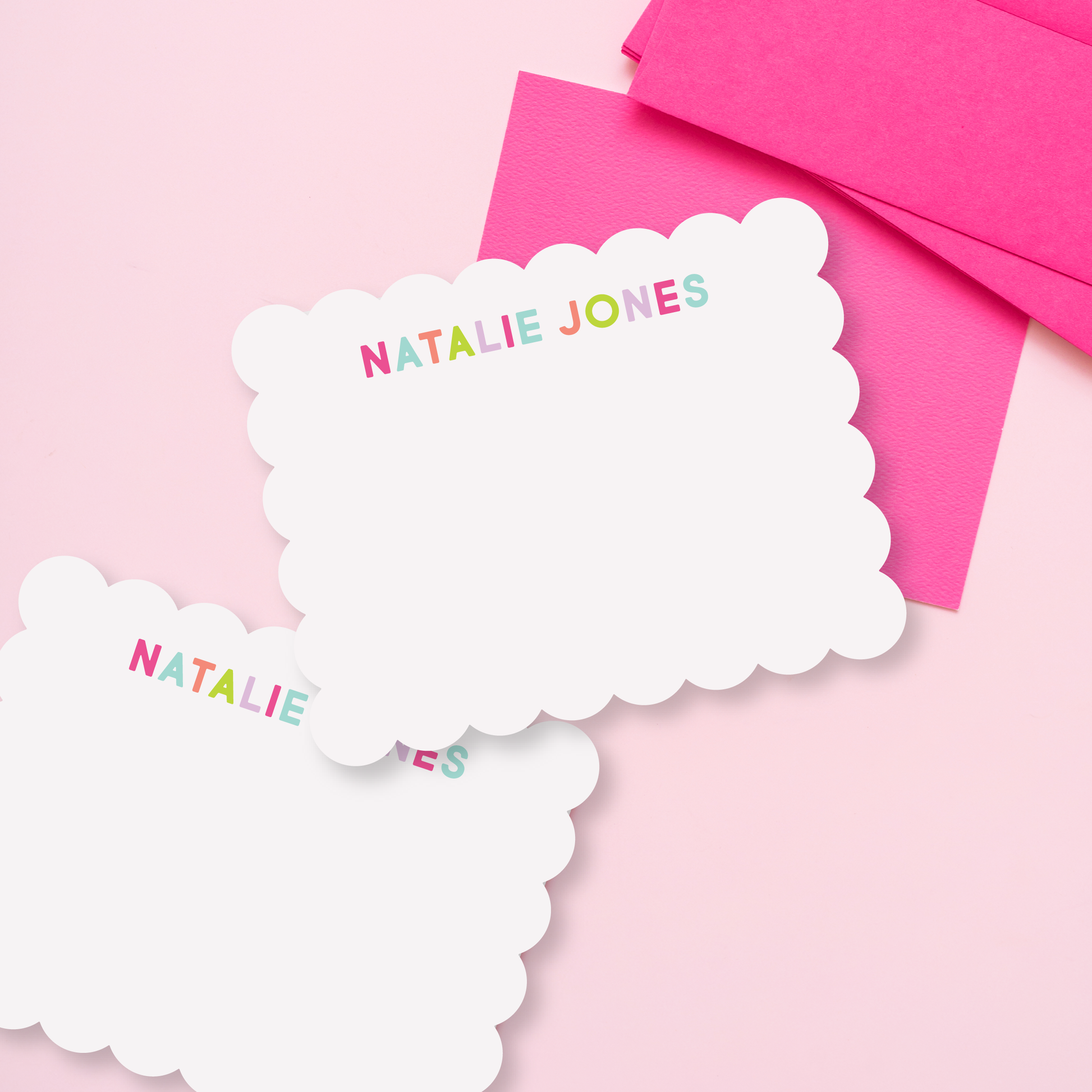 Personalized Scallop Stationery Brights