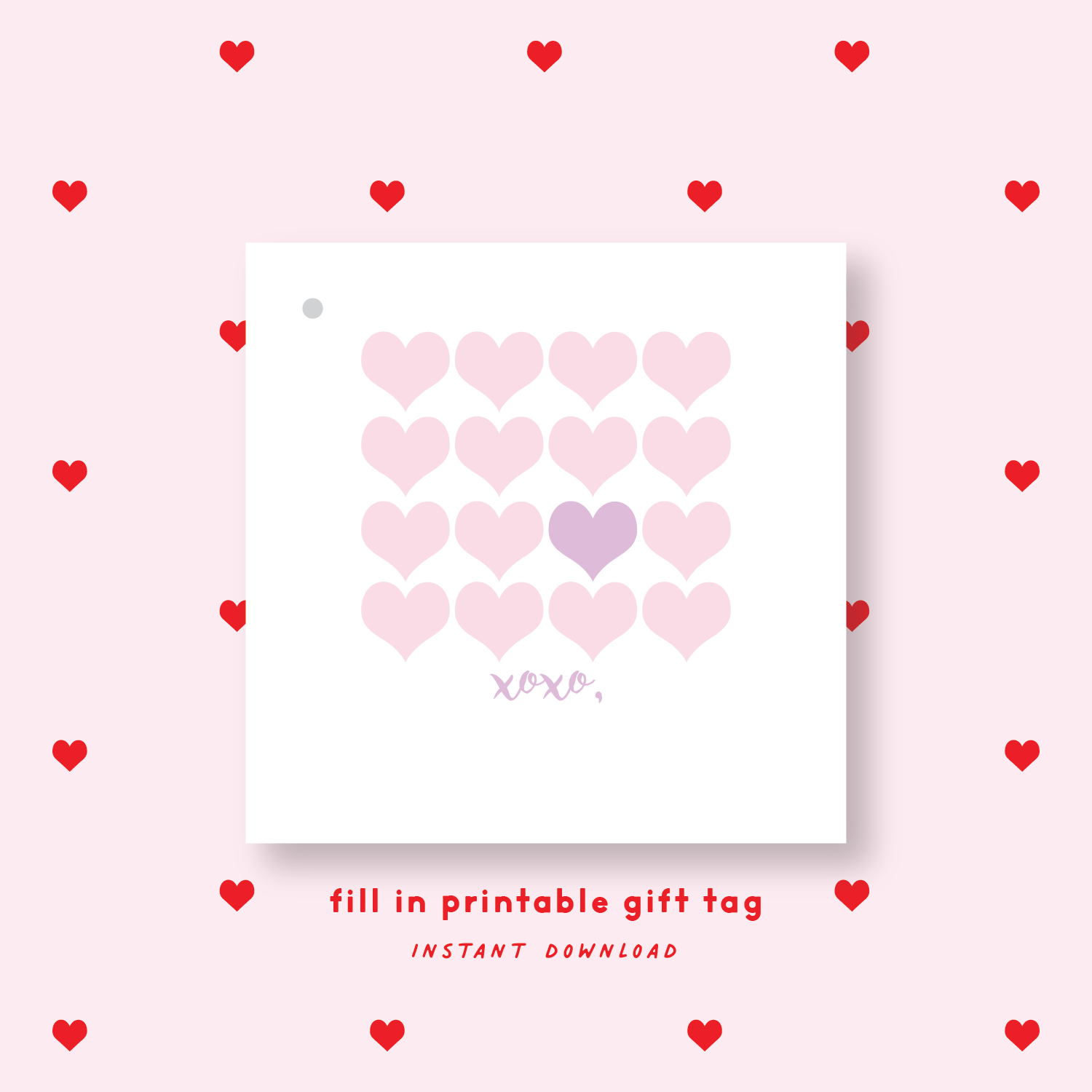 FILL IN PRINTABLE Valentine's Multi Heart Gift Tag or Sticker Lavender