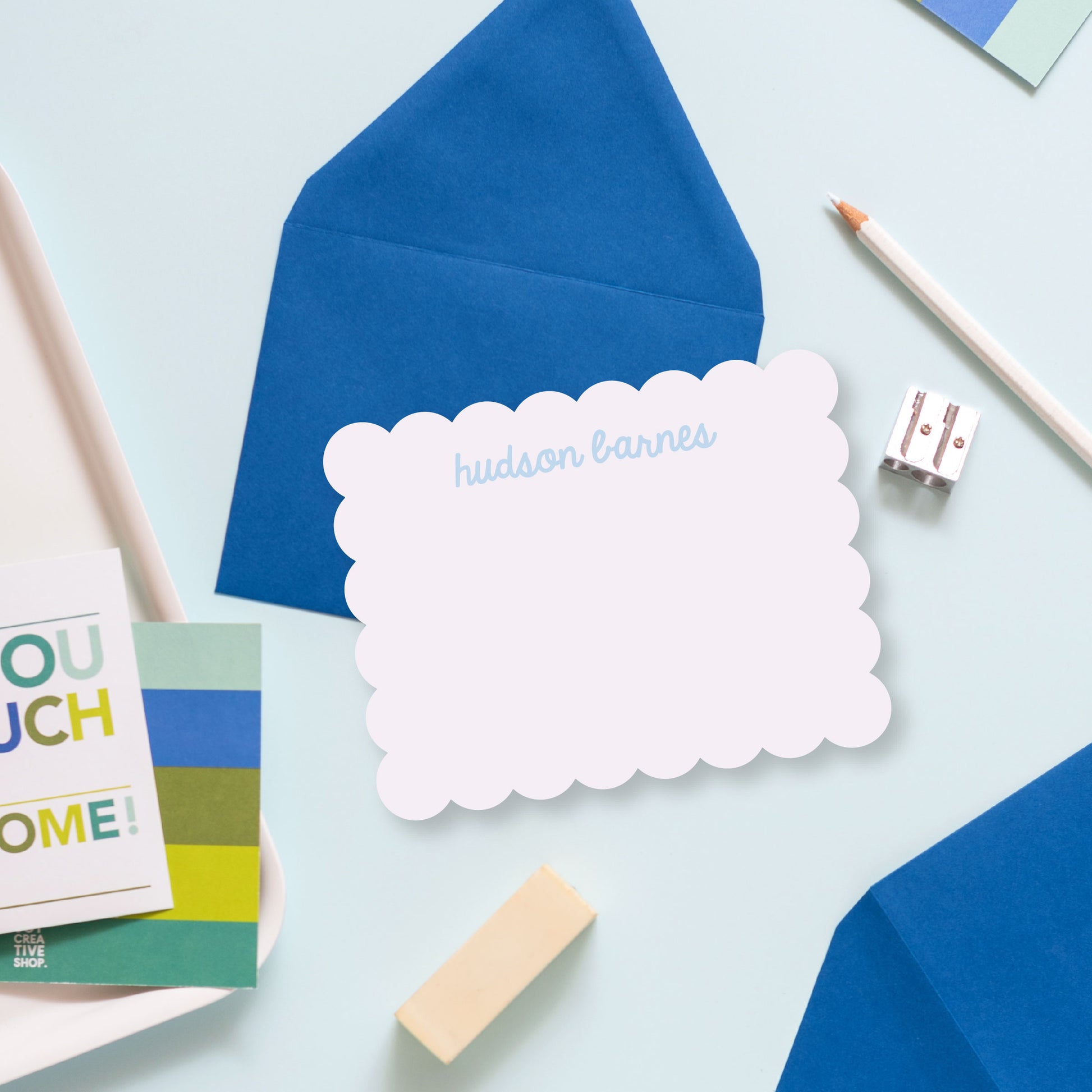 Script Scallop Personalized Stationery