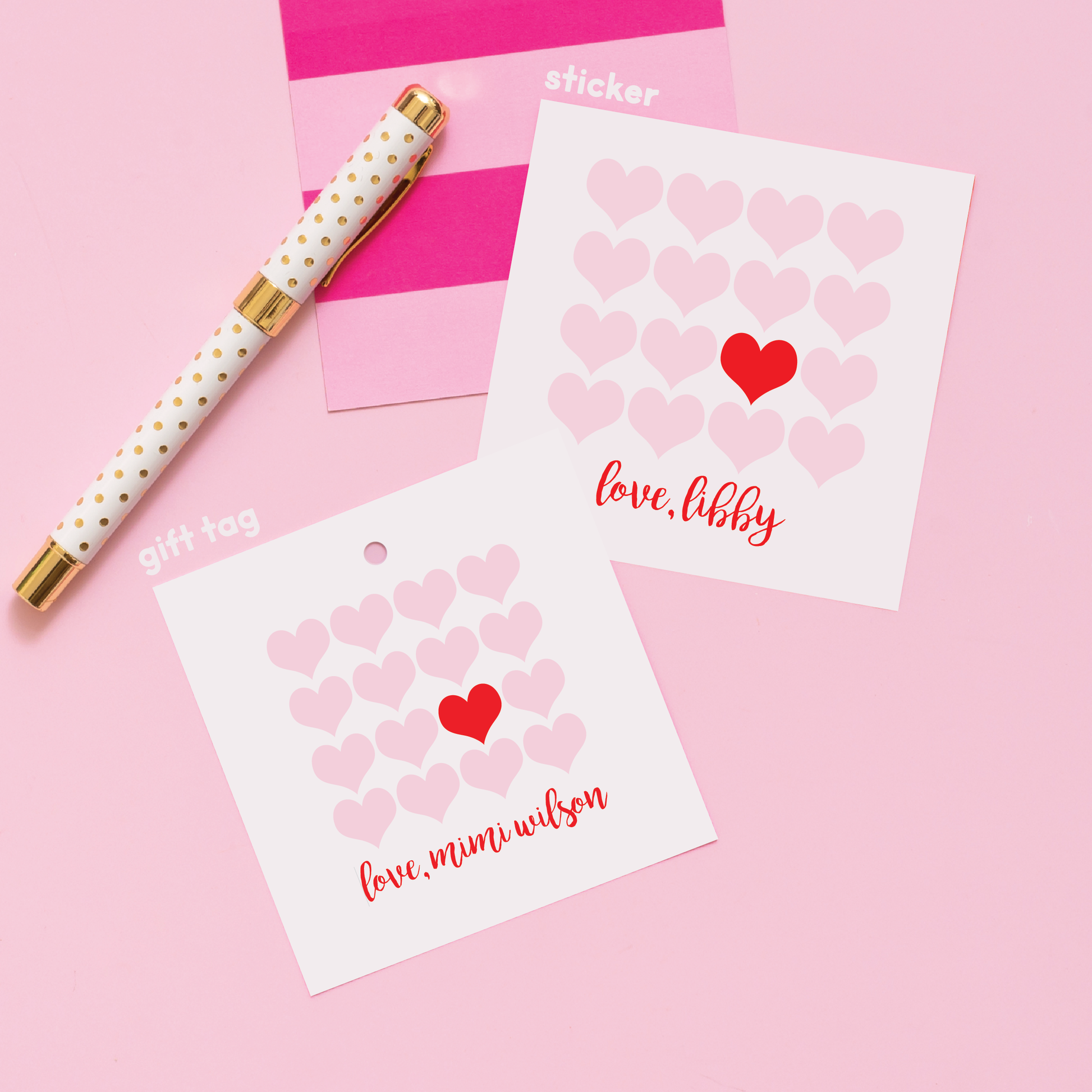 Multi Heart Red Valentine's Stickers or Gift Tags