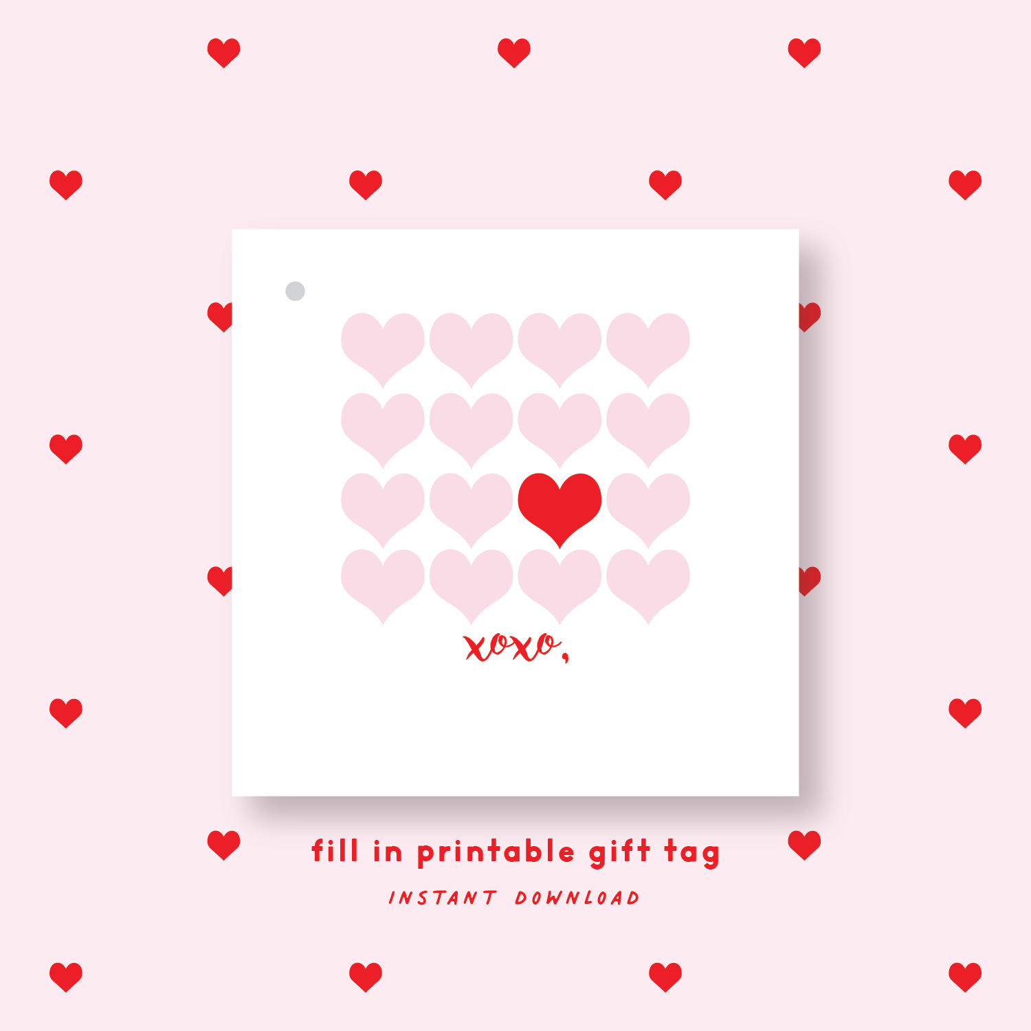 FILL IN PRINTABLE Valentine's Multi Heart Gift Tag or Sticker Red