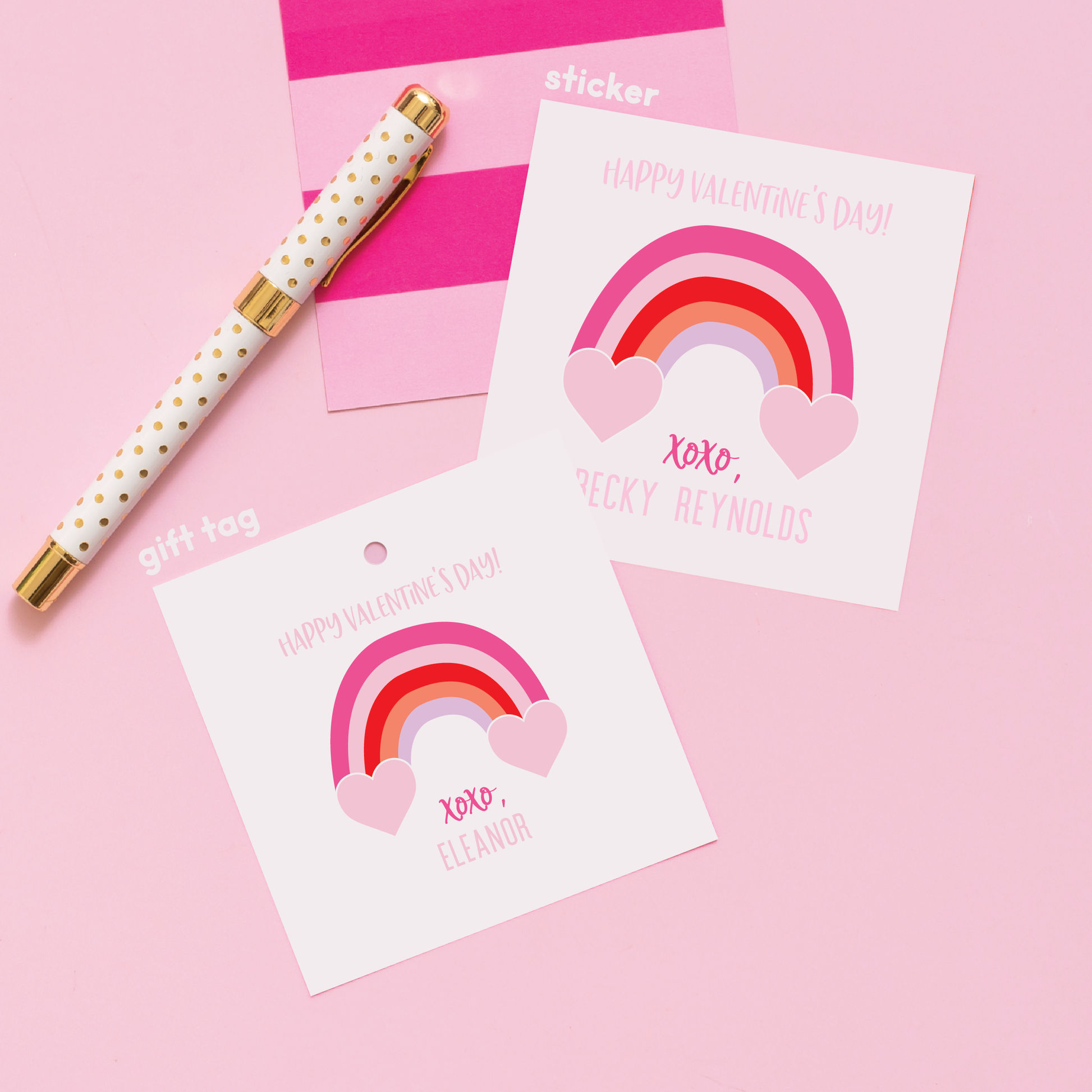 Rainbow Valentine's Stickers or Gift Tags
