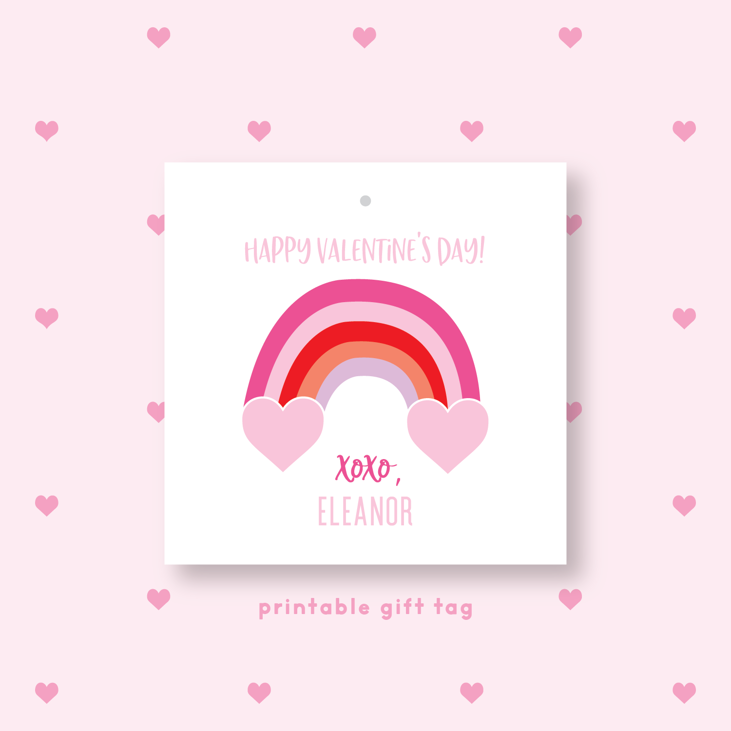 PRINTABLE Customized Rainbow Valentine's Gift Tag or Sticker