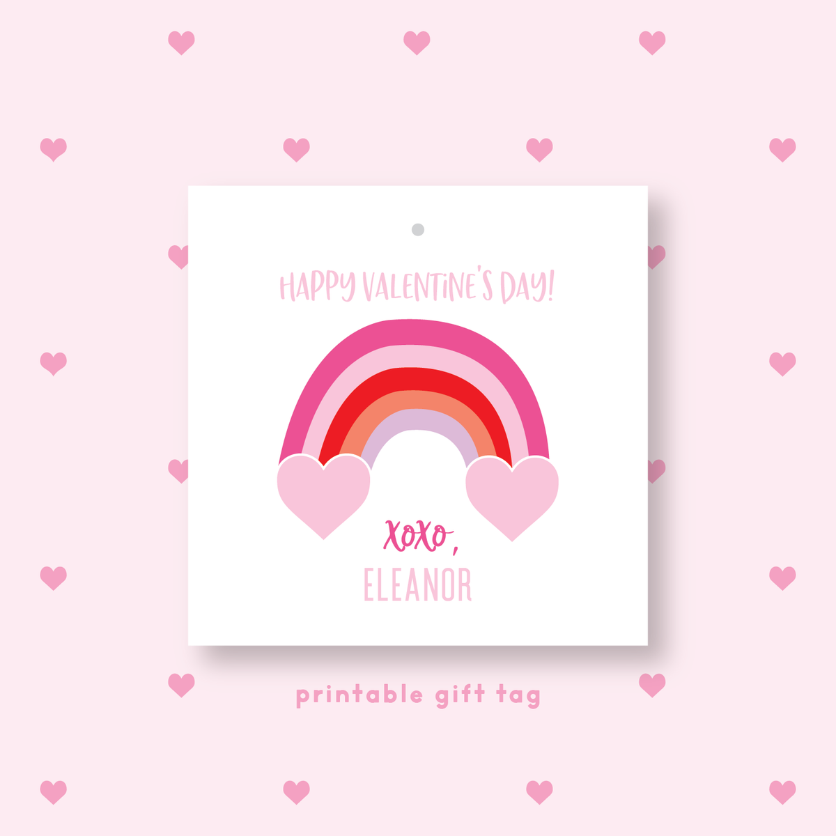 PRINTABLE Customized Rainbow Valentine&#39;s Gift Tag or Sticker