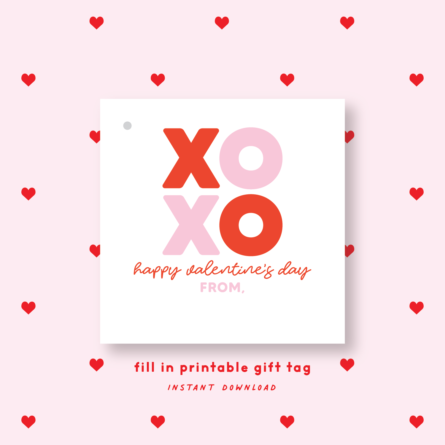 FILL IN PRINTABLE XOXO Valentine's Gift Tag or Sticker