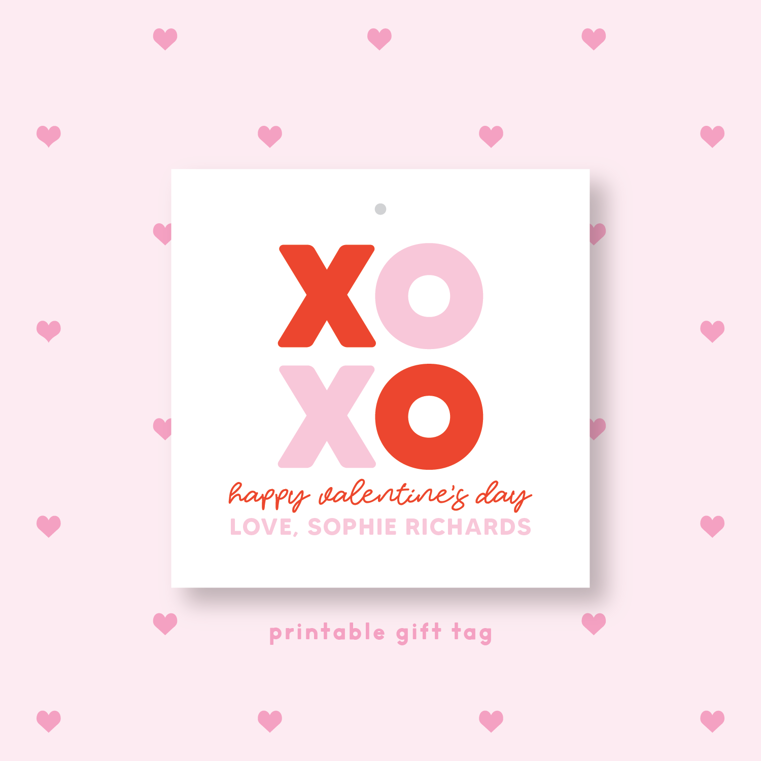 PRINTABLE Customized XOXO Valentine's Gift Tag or Sticker