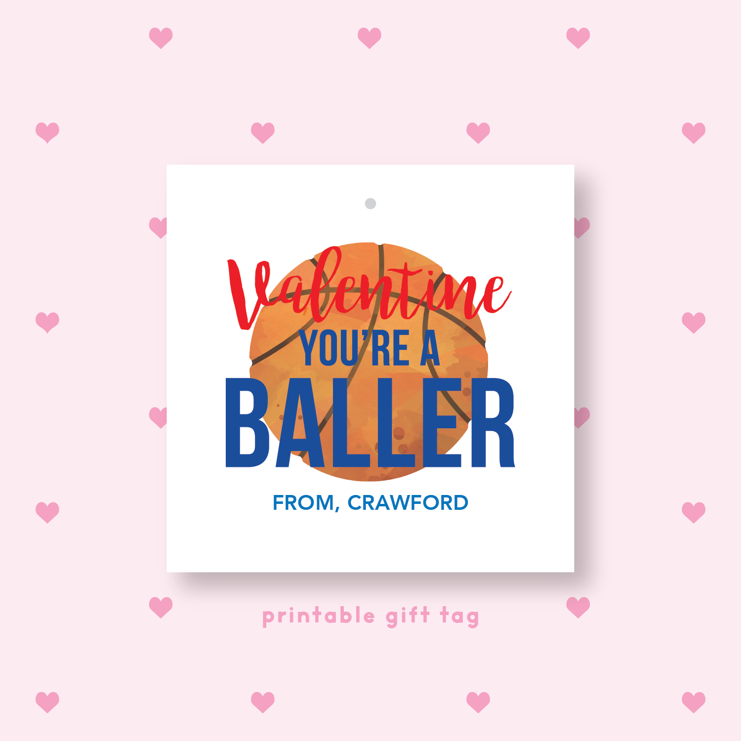 PRINTABLE Basketball Valentine's Stickers
