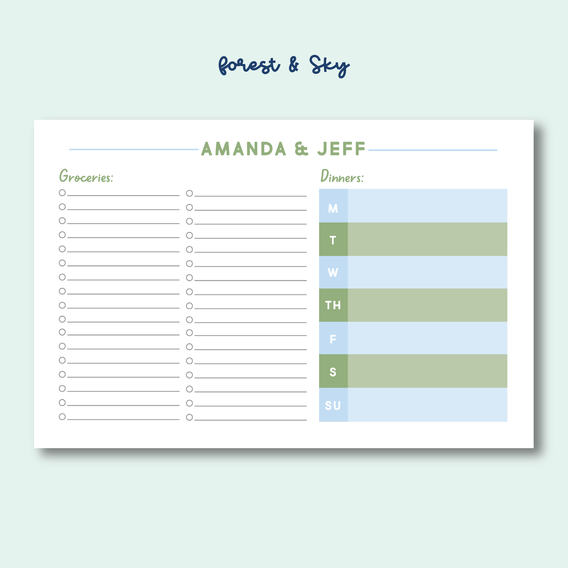 Personalized Meal Planner/Grocery Notepad