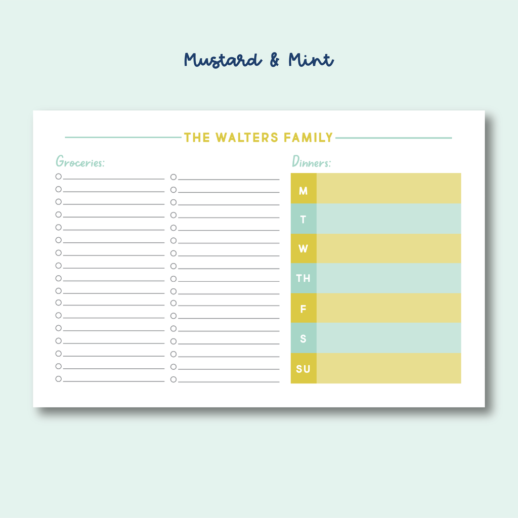 Personalized Meal Planner/Grocery Notepad