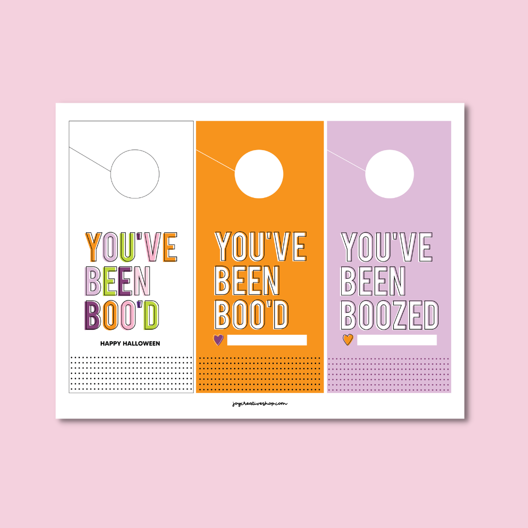 Halloween Boo'd Door Hangers & Gift Tags Printable