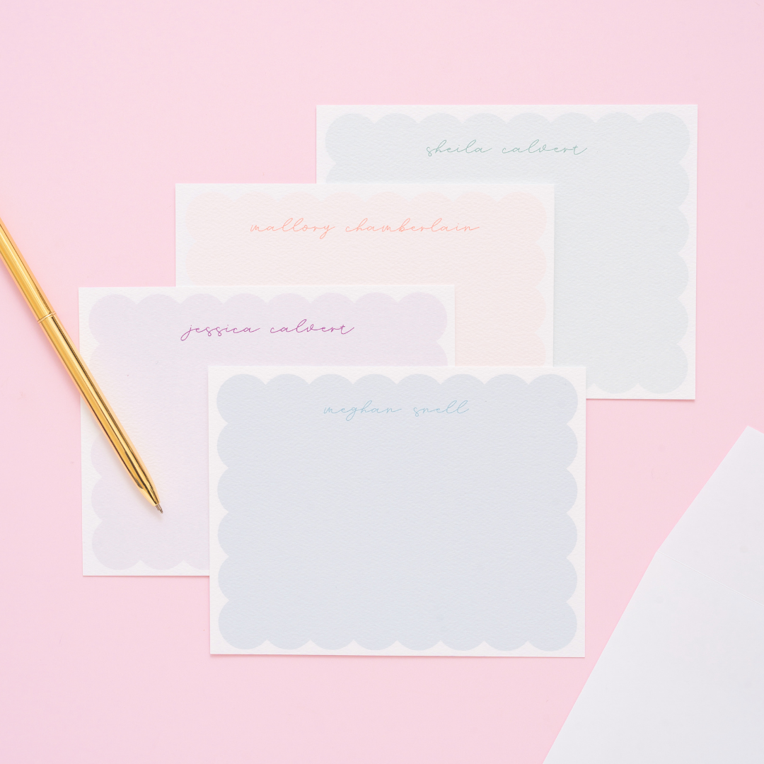Solid Scallop Personalized Stationery