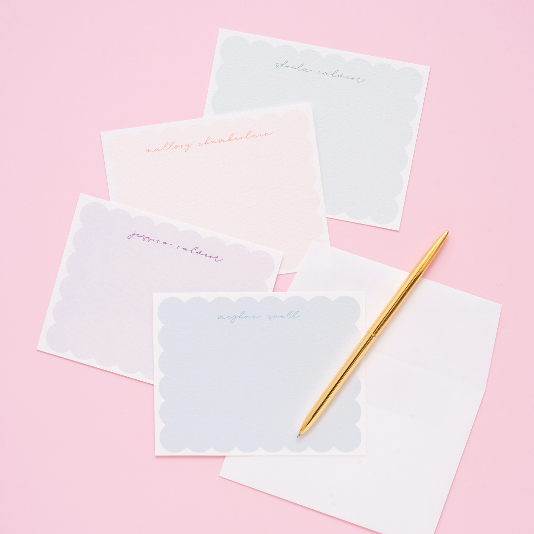 Solid Scallop Personalized Stationery