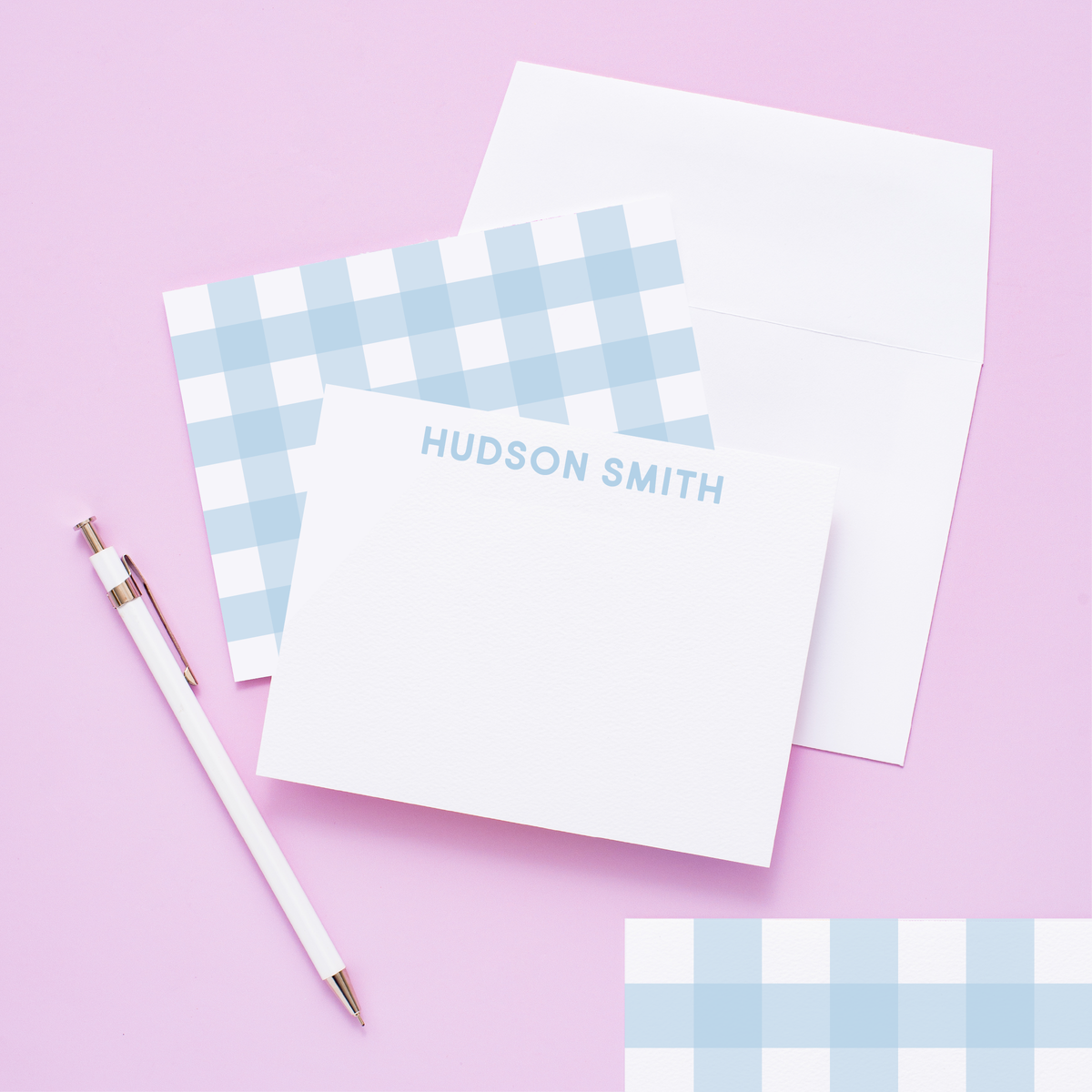 Personalized Gingham Stationery