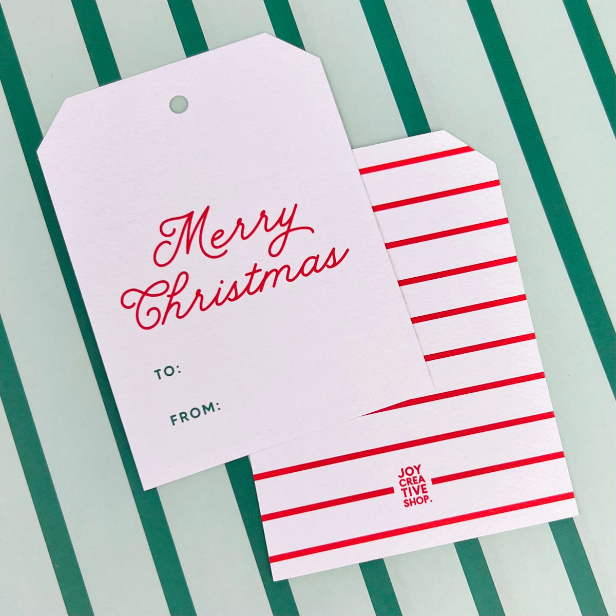 To From Gift Tag | Merry Christmas Script - Green